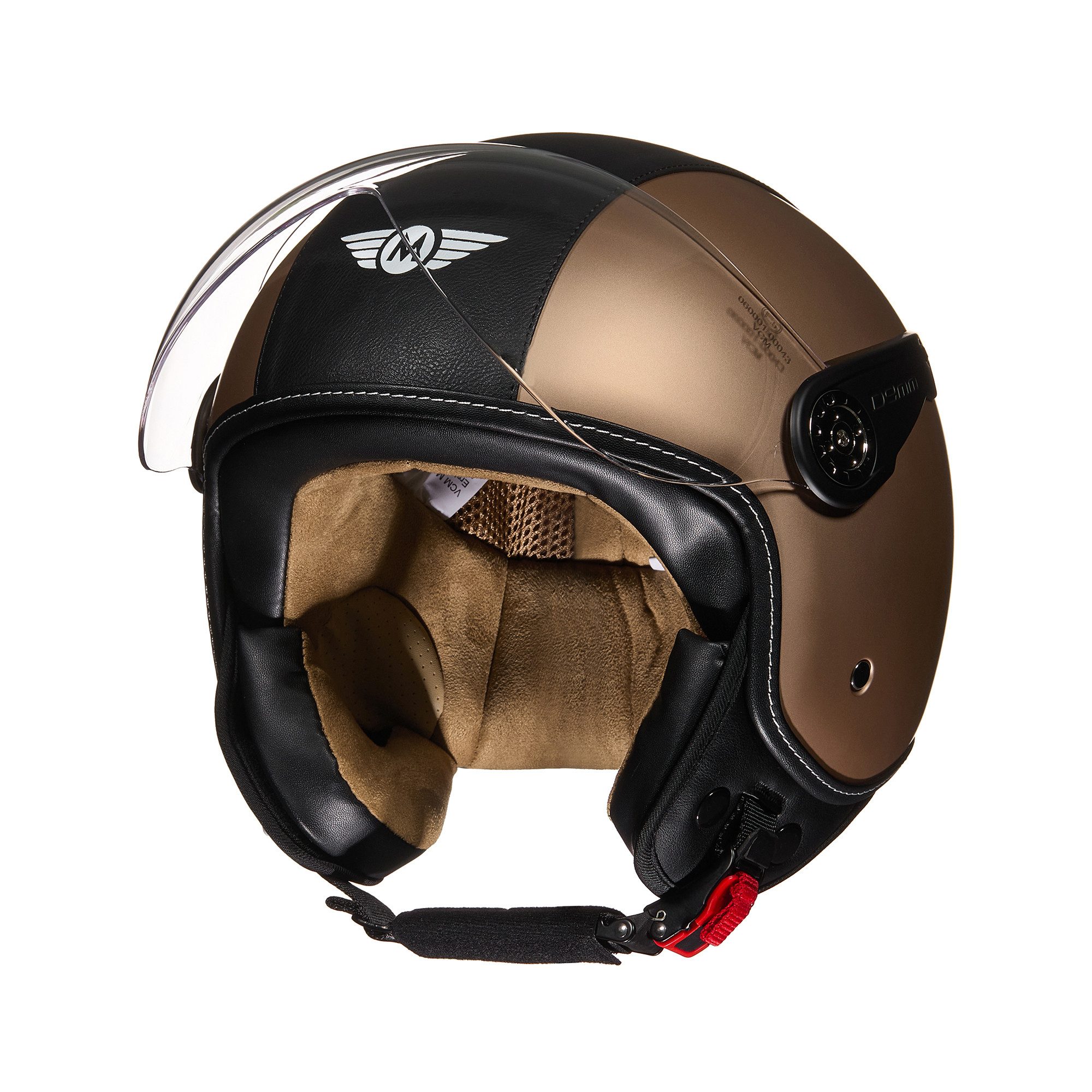 MOTO HELMETS Motorradhelm Integralhelm Motorrad Full Helm H-44 Vintage Retro, Helm für Motorrad Roller Vespa, Schnellverschluss, Visier, nur 1050g