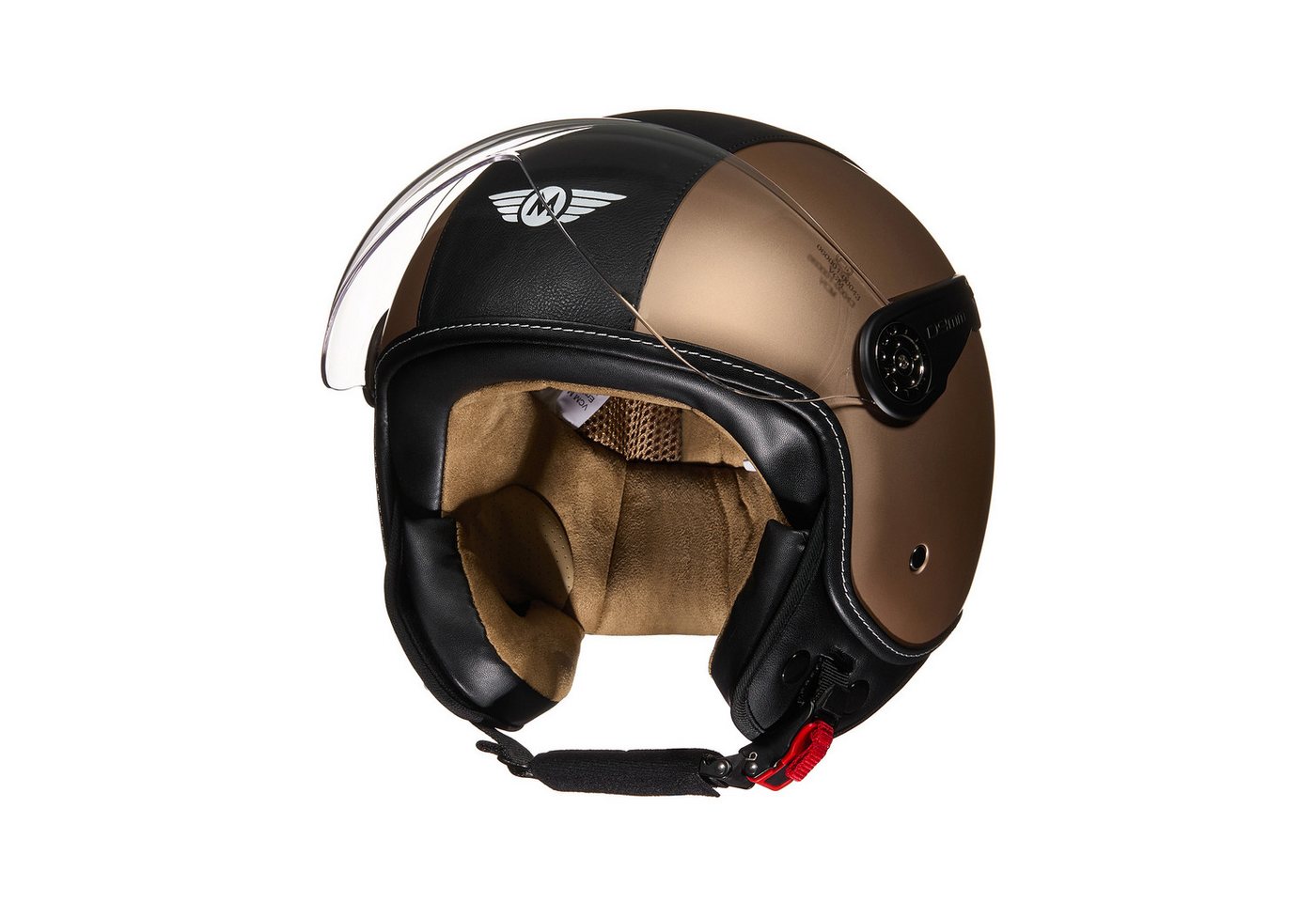 MOTO HELMETS Motorradhelm Jethelm H-44 Vintage Retro, Helm für Motorrad, Roller & Vespa, Schnellverschluss, nur 1050g