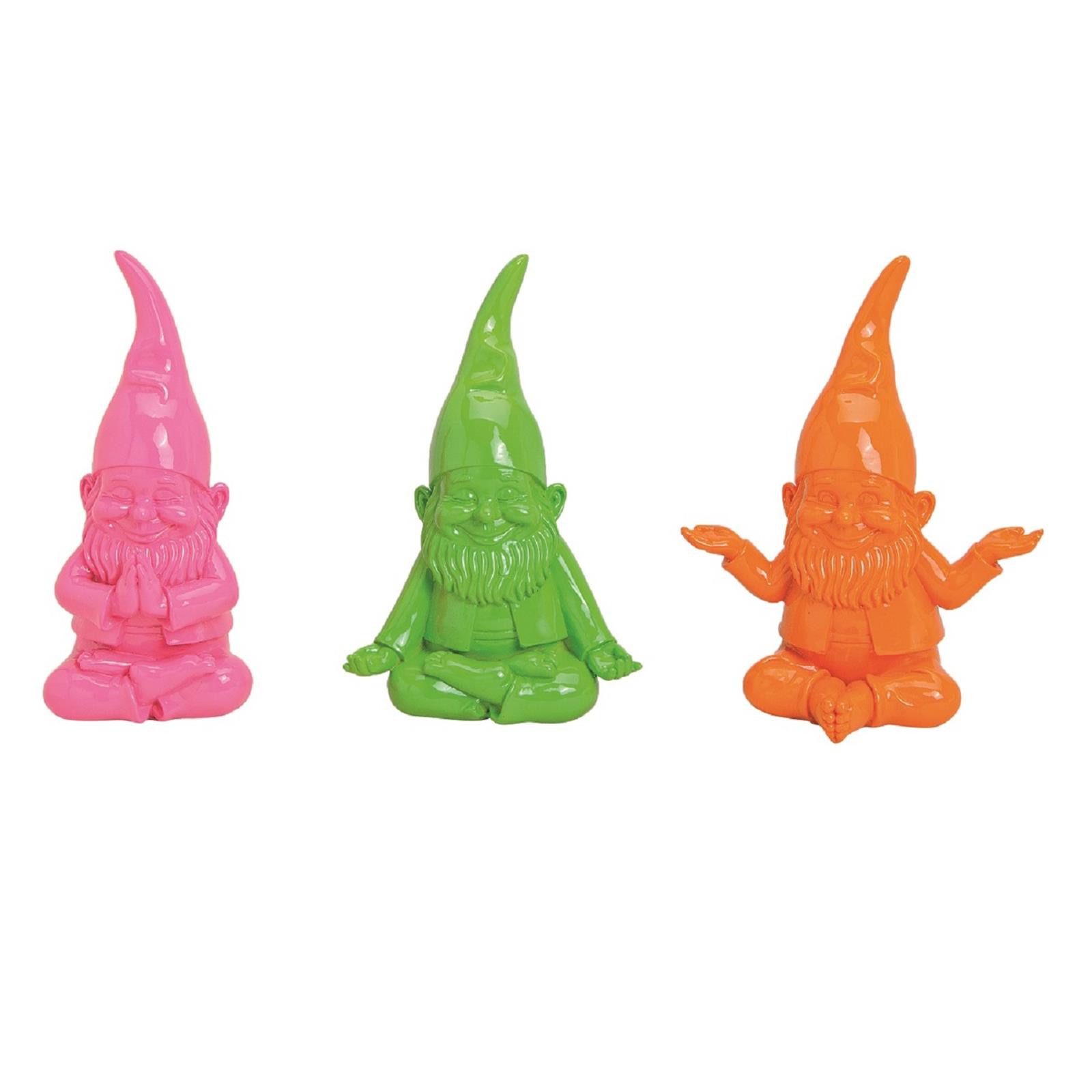 Geschenkestadl Gartenzwerg 3 Yoga Gartenzwerge je 15 x 10 x 19 cm in orange, rosa, grün, (3 St)