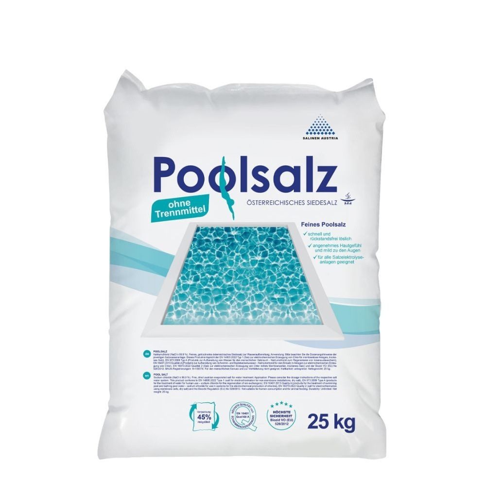 Salinen Austria Poolpflege Salinen Poolsalz 25 kg aus Österreich Salzelektrolyse Dosierung Chlor