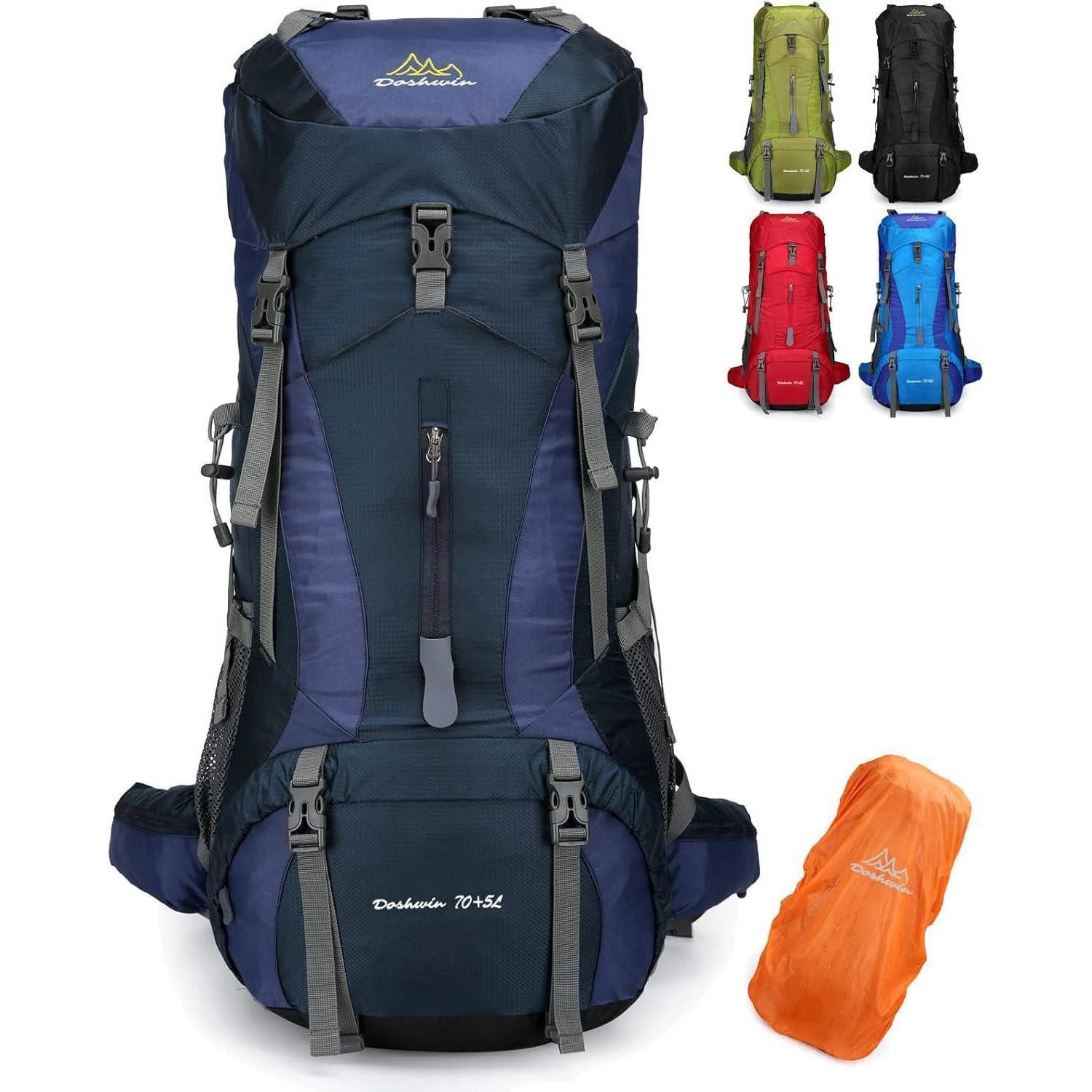 LuxusKollektion Trekkingrucksack Rucksack 70L Camping Trekking Wandern Reisen Regenschutz Blau