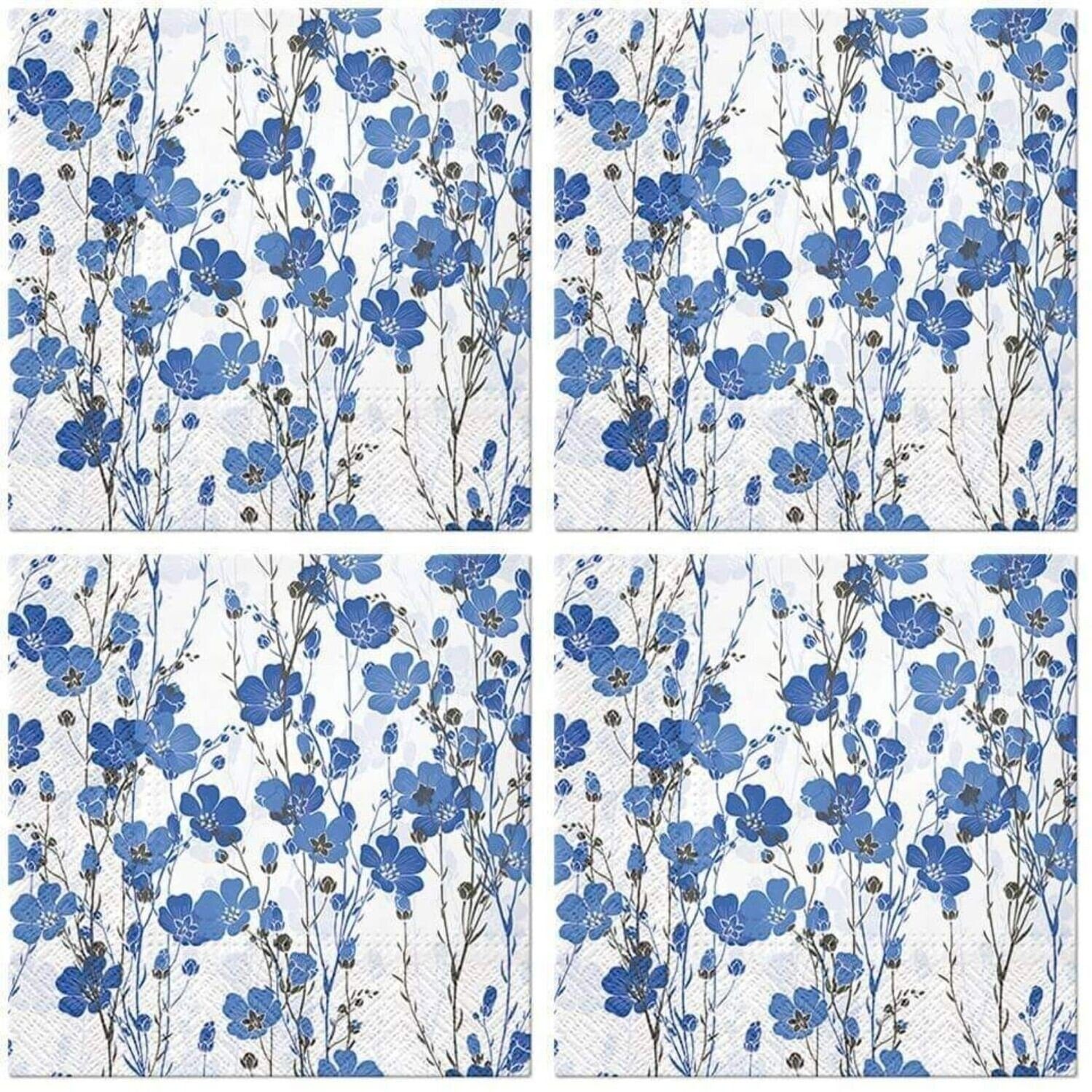 Tete a Tete Papierserviette 20 Stück ca. 33x33cm 3-lagig, Flachspflanzen - Flax Plants