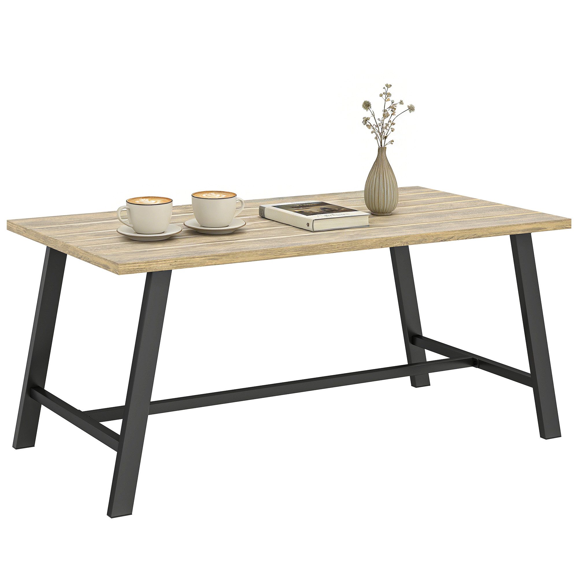 Outsunny Beistelltisch Outdoor-Couchtisch (Set, 1-St., 1 Tisch), Holzoptik, wetterfest, 100x55 cm