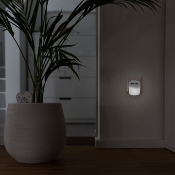 ANSMANN AG LED Nachtlicht LED Nachtlicht mit Dämmerungssensor & 2x USB - LED Leuchte, SMD LED