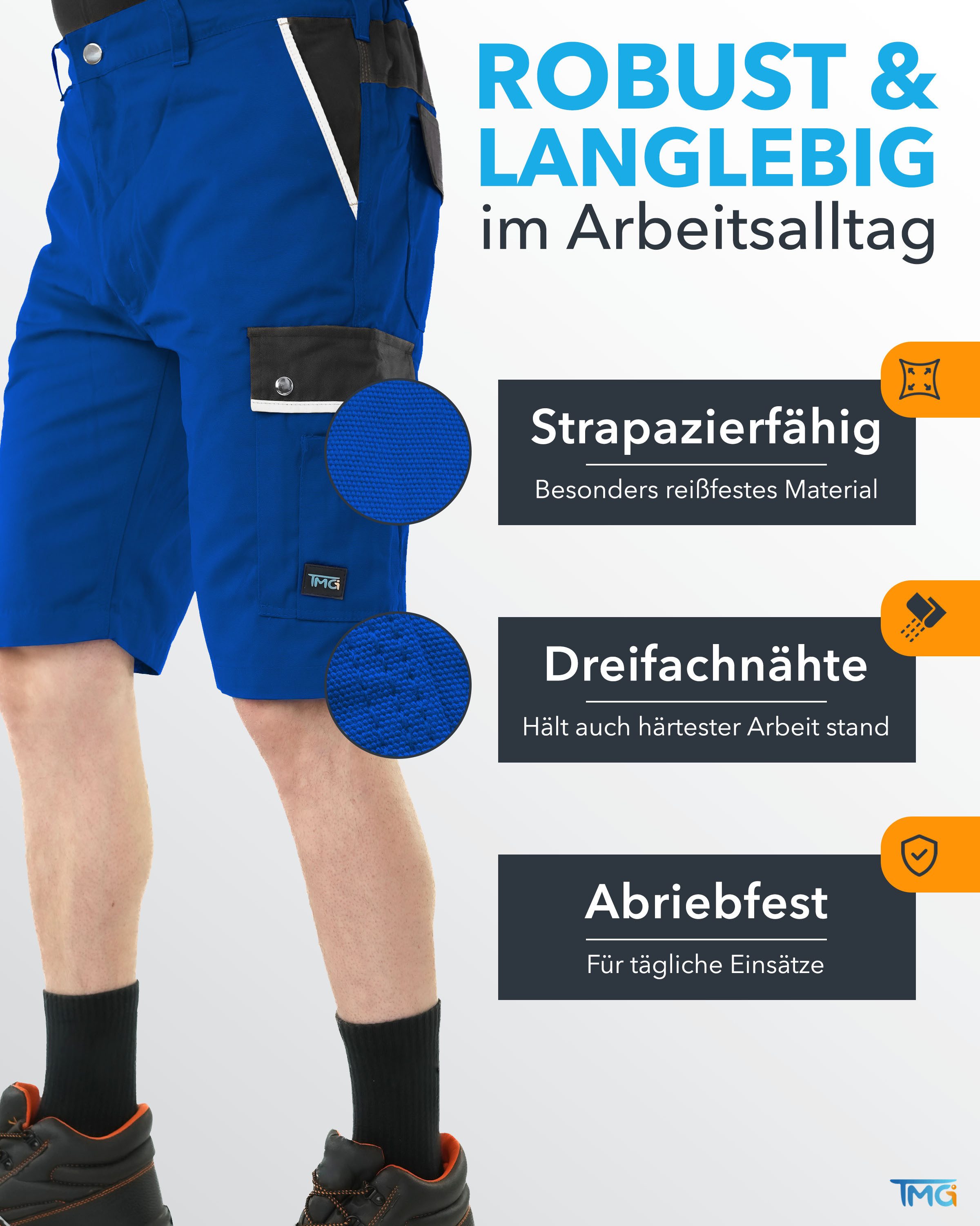 TMG International Arbeitsshorts kurze Arbeitshose Short Style Cargohose Bermuda Robustes Material und hoher Tragekomfort