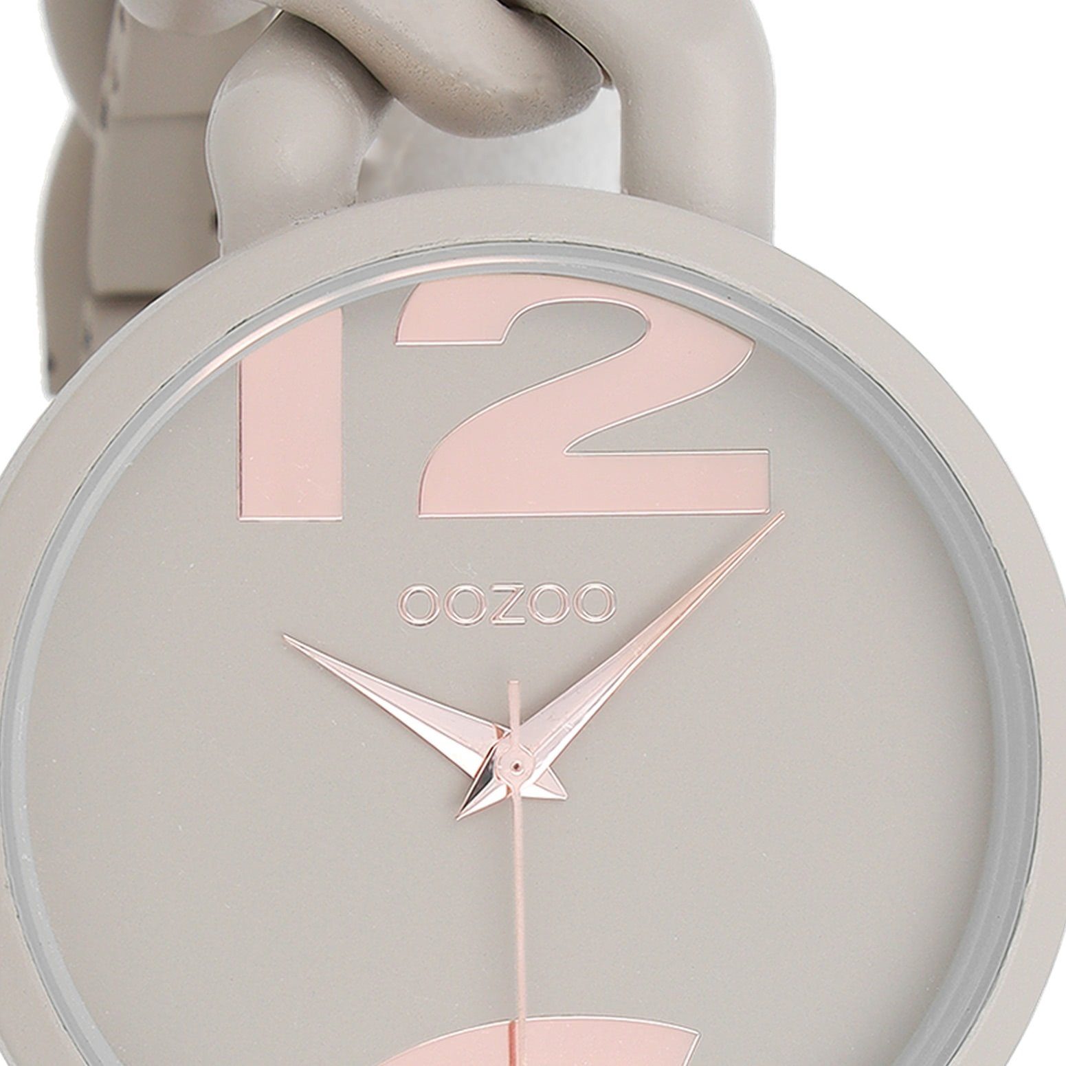 OOZOO Quarzuhr Oozoo Damen rund, (ca. Analog, Timepieces Kunststoffarmband, 40mm) Fashion-Style Damenuhr groß Armbanduhr