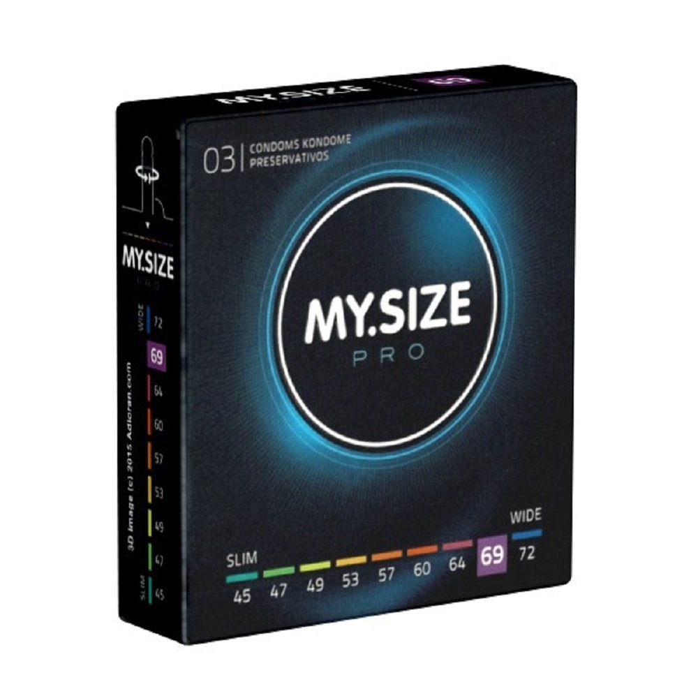 MY.SIZE XXL-Kondome PRO 69mm Packung mit, 3 St., Maßkondome, Kondome für besten Tragekomfort und Sicherheit, die neue Generation MY.SIZE Kondome