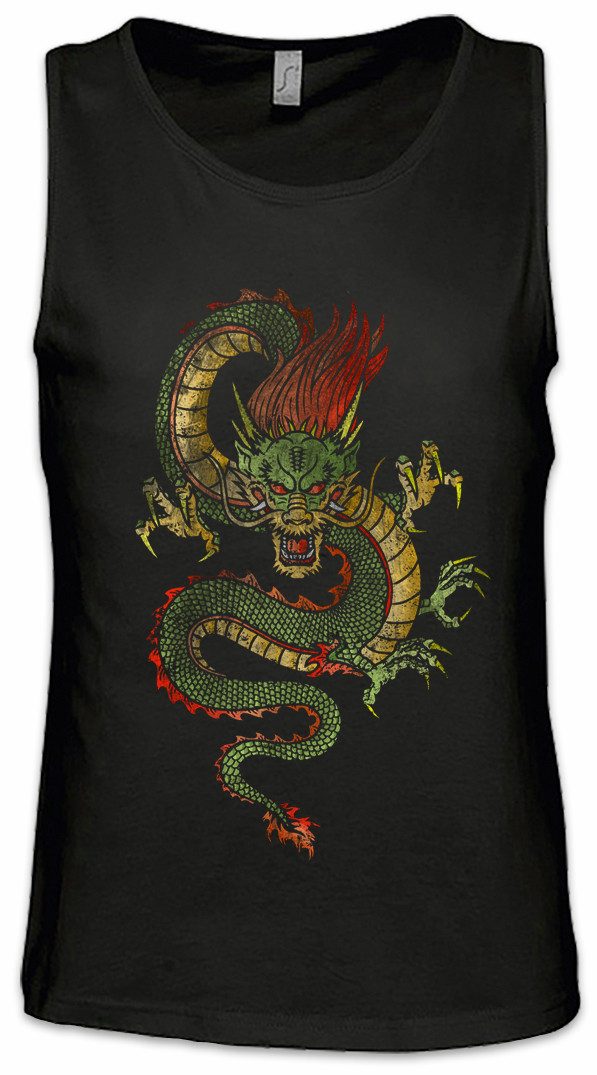 Urban Backwoods Tanktop Chinese Dragon Ärmelloses T-Shirt Drache Fantasy Tattoo Monster Medieval Larp Oldschhool Art