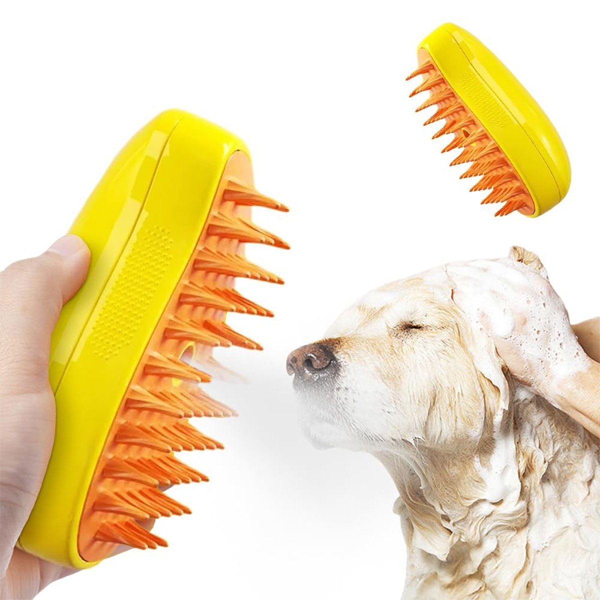 yozhiqu Fellbürste 2024 Neue 4-in-1-Multifunktions-Dampfbürste aus Silikon für Haustiere, Selbstreinigend zum Entfernen von Verfilzungen und losen Haaren