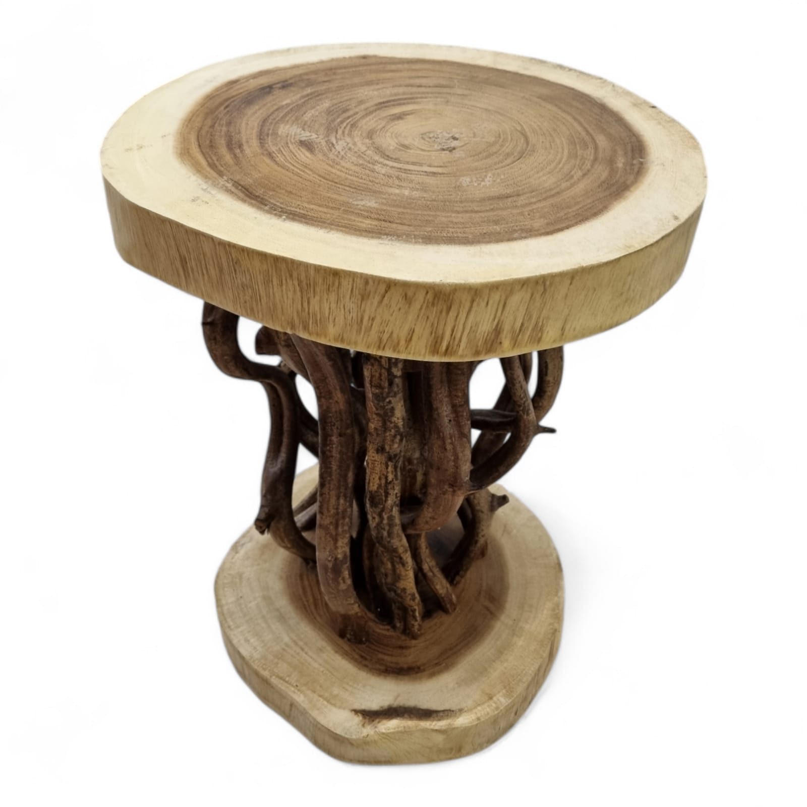 Kinaree Beistelltisch Suar Holz Beistelltisch KONA, Akazie Baumscheibe, Lianen, Naturprodukt, Unikate