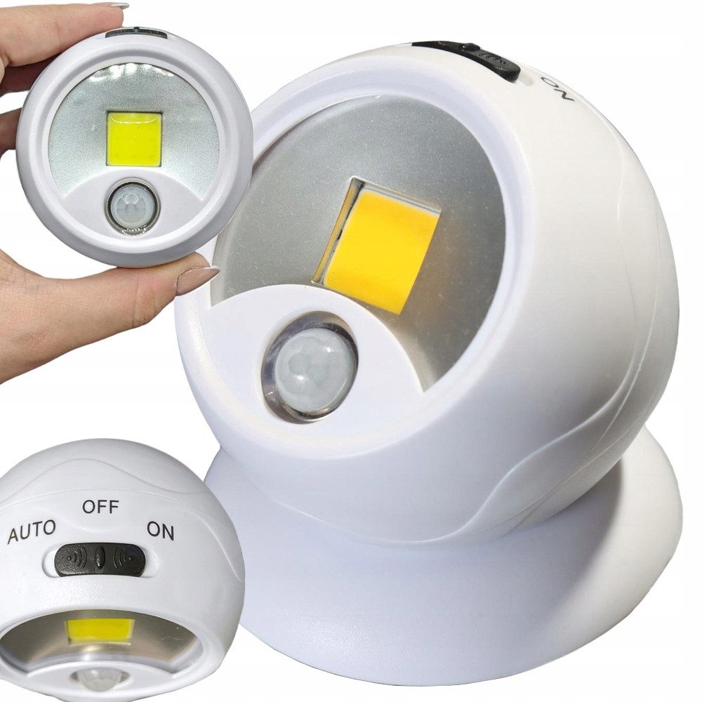 VERK GROUP Bewegungsmelder LED Leuchte 360° Bewegungsmelder Magnetisch Batterie Schranklicht, 360° drehbarer Leuchtenkopf, Bewegungsmelder