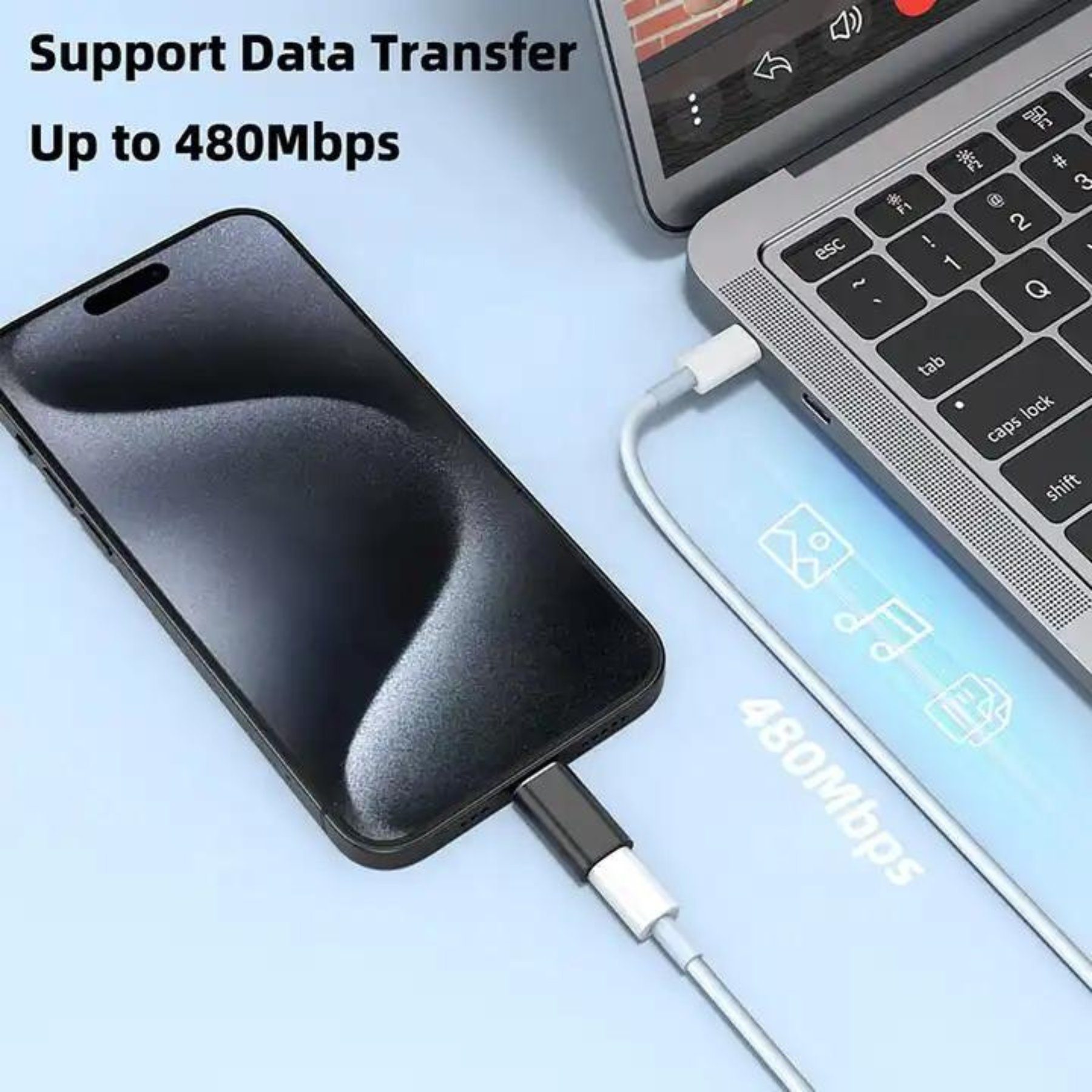 Alpha Electronics USB C zu Iphone Adapter zu USB C, 8Pin, schwarz, leicht und kompakt