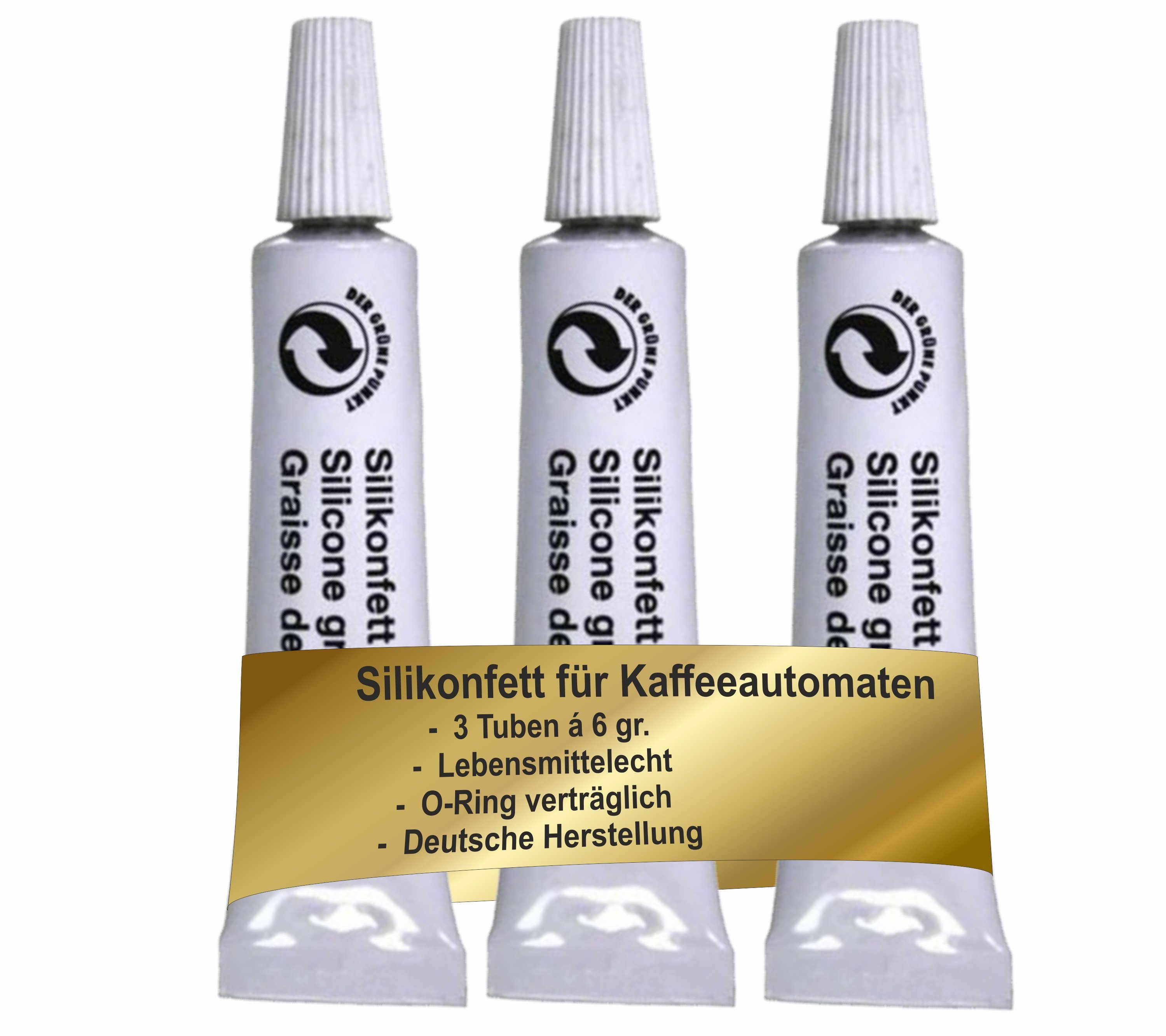 RENZ Brühsieb Silikonfett für Kaffeevollautomaten 3 Tuben à 6g, Silikonfett, (Lebensmittelecht für Brühgruppe Dichtung O-Ring, 1-St), passend für Brüheinheiten von Jura Saeco DeLonghi Melitta Philips uvm