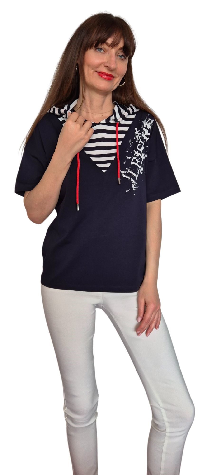 Gio Milano Kapuzenshirt G28-1106, mit Kapuze und Glitzerdruck