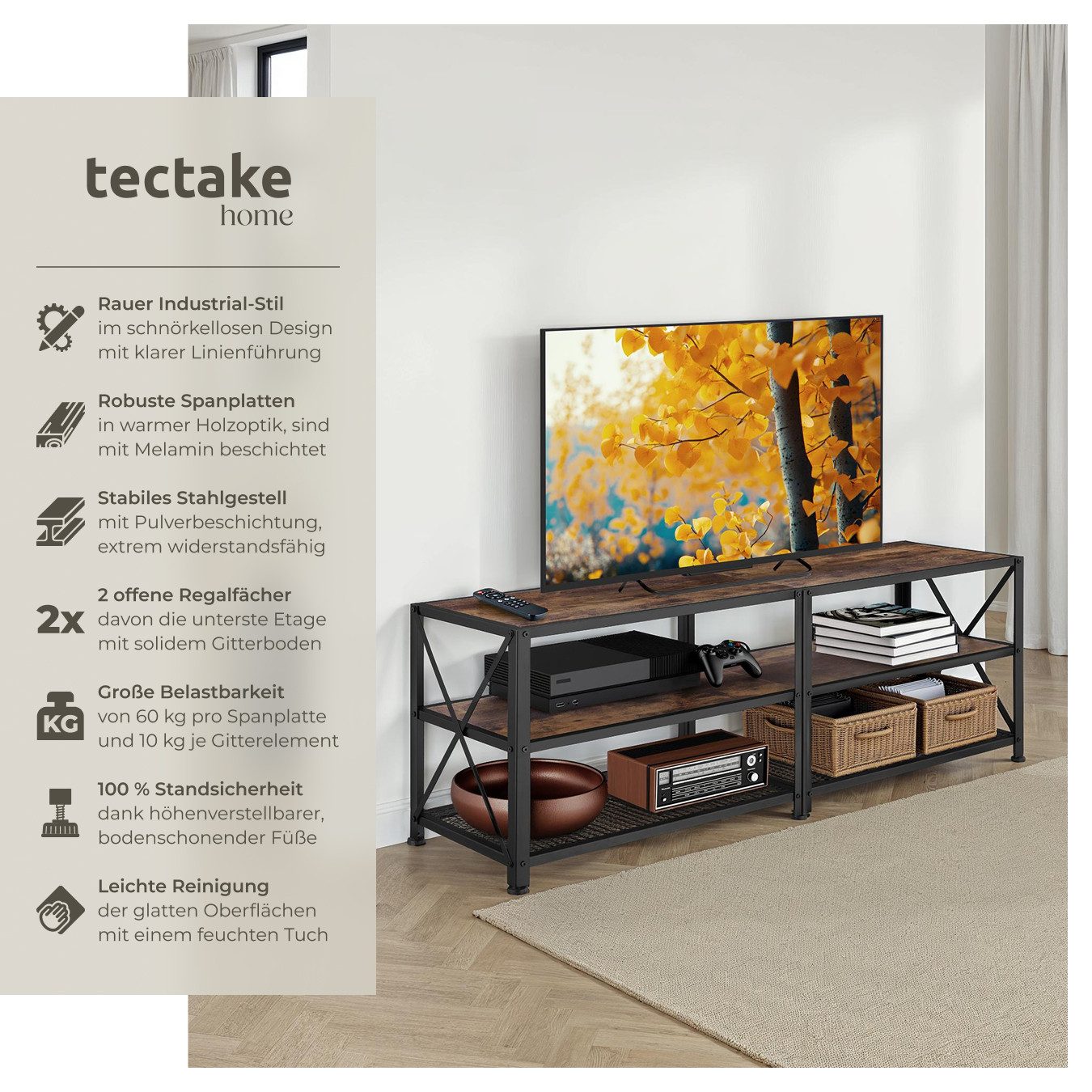 tectake Lowboard TV-Regal, Industrial Style günstig online kaufen