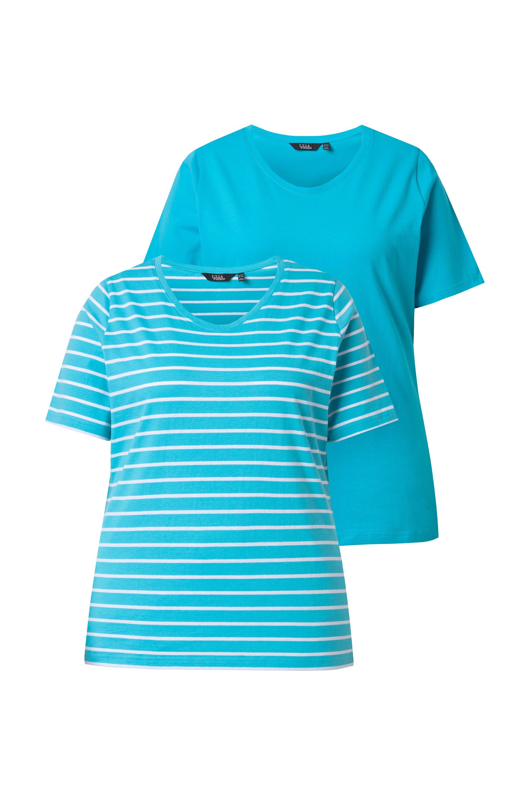 T-Shirt T-Shirts 2er-Pack uni/Streifen V-Ausschnitt