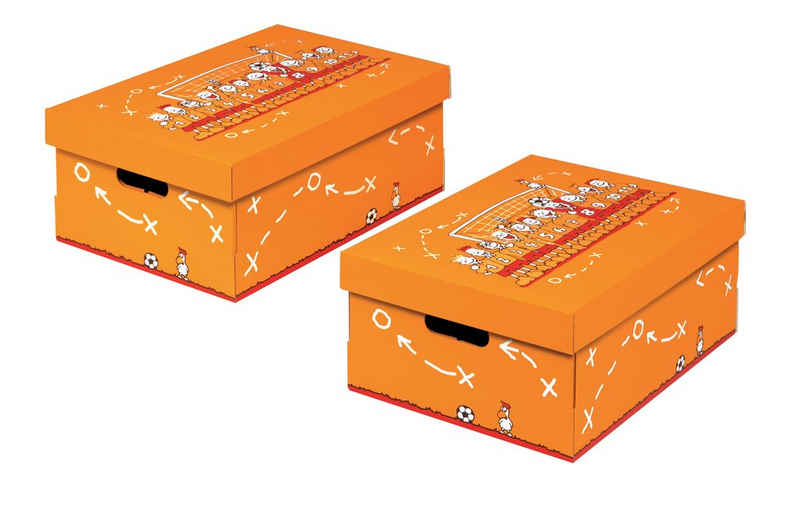 NIPS Aufbewahrungsbox CHAMPION (2 St), B/H/T: 32 x 19 x 45,5 cm, Fußball-Motiv, Wellkarton, Karton, Pappe