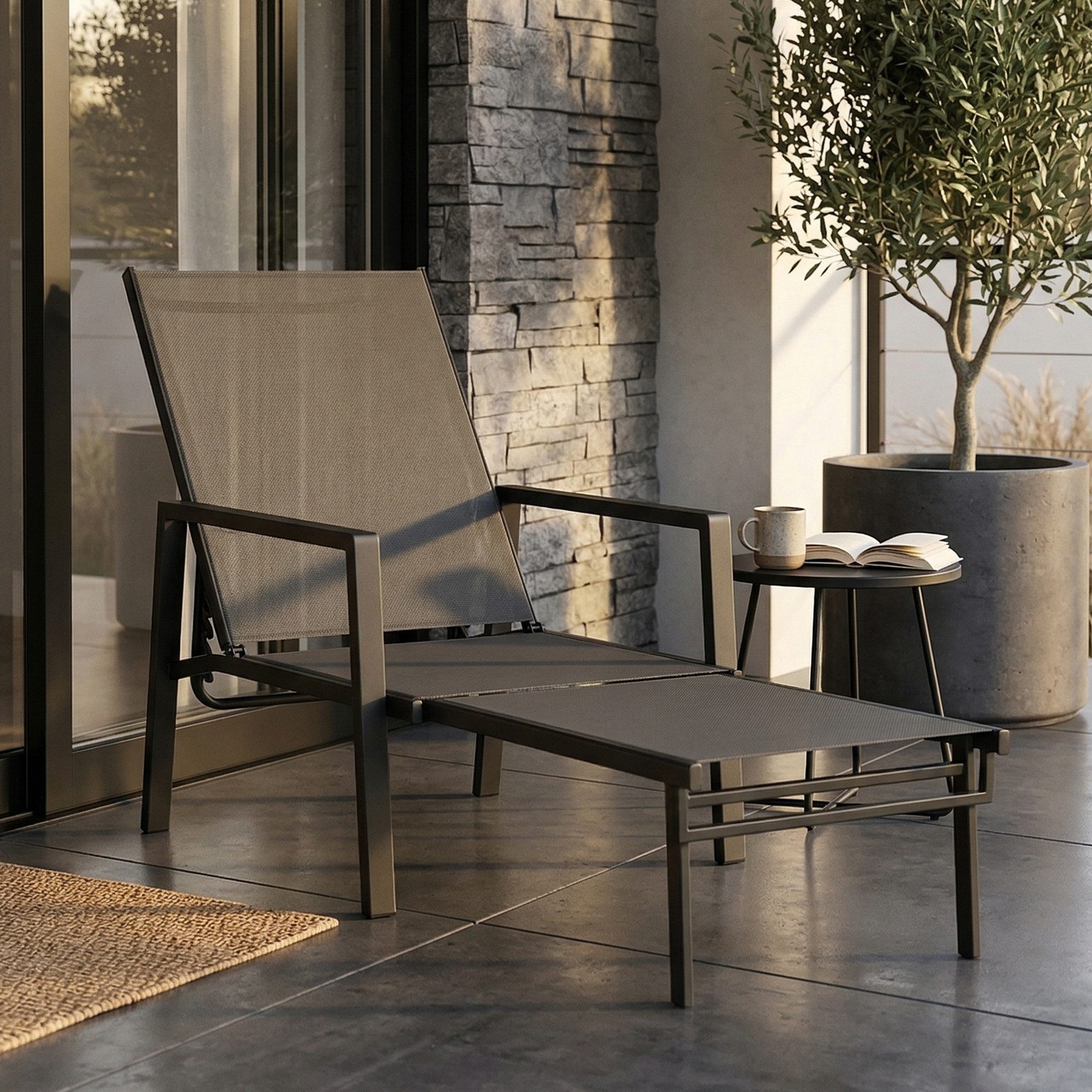 Outsunny mit ausziehbarer Fußstütze, 5-fach Verstellbar Rückenlehne, Liegestuhl, 1 St., Sonnenliege, für Garten Terrasse Pool