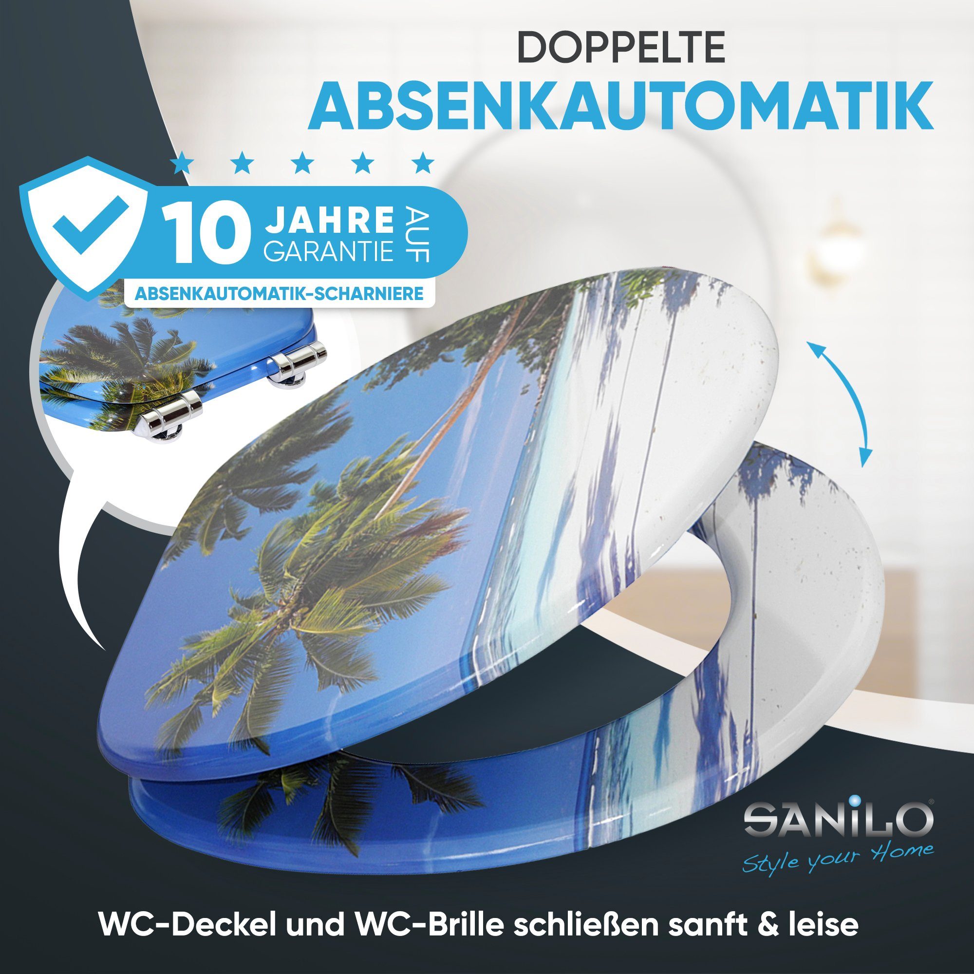 Sanilo WC-Sitz mit Absenkautomatik, viele Toilettendeckel direkt vom Hersteller, hochwertig & modern, universell, leichte Montage