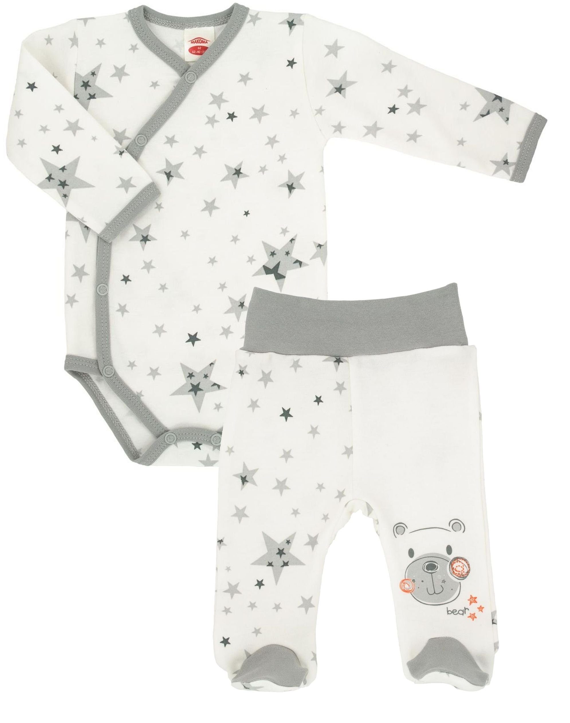 2er Set Baby Kleidung Mädchen Jungen Kurzarm-Body mit Aufdruck Babyhose mit Fuß 
