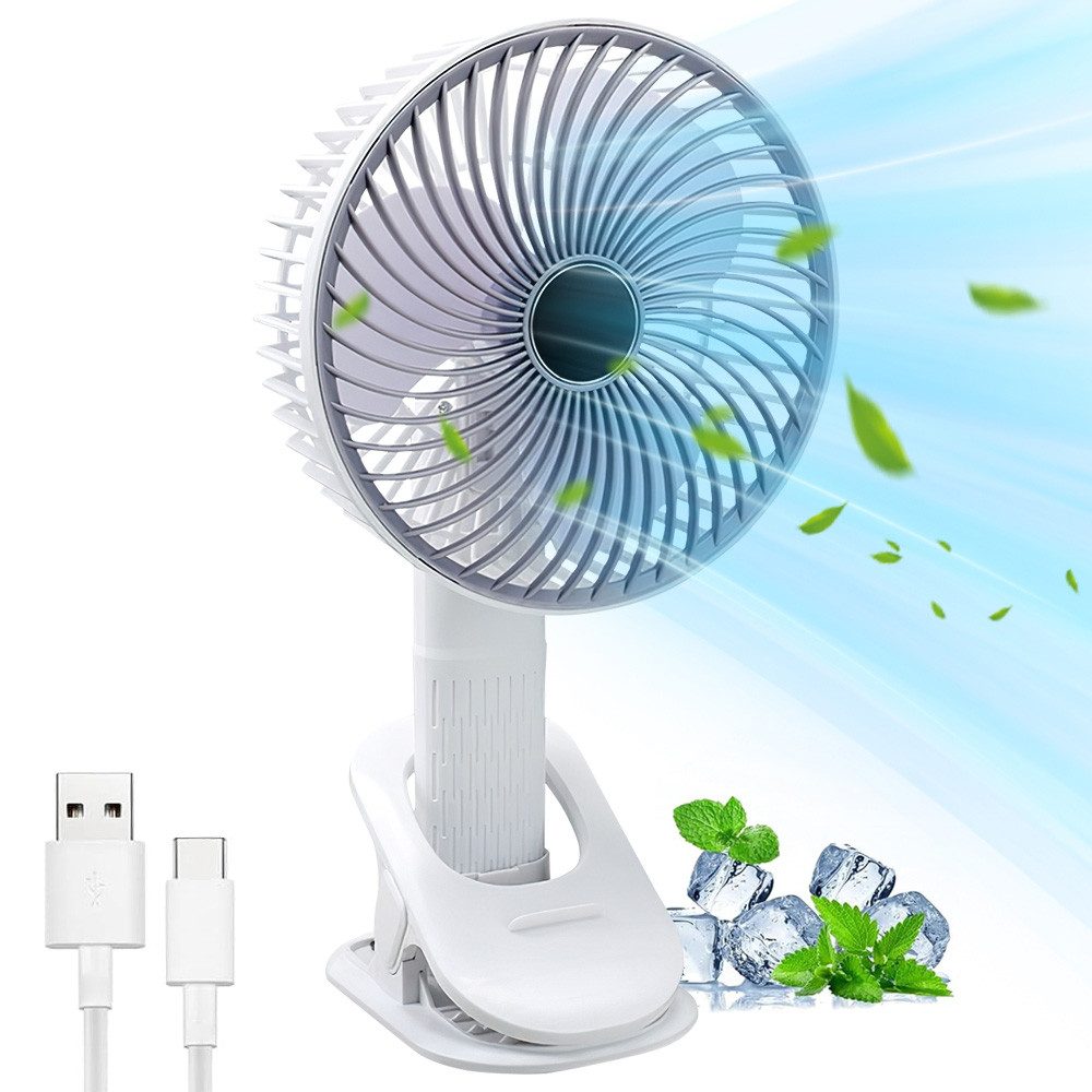 MOPUEA Tischventilator Tischventilator Mini USB-Ventilator Wandmontierter Ventilator 4-in-1, ergonomisches Anti-Rutsch-Griff-Design,mit drei Geschwindigkeitsstufen