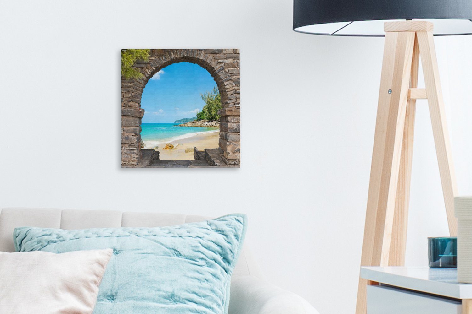 OneMillionCanvasses® Leinwandbild Transparent - Strand für (1 - Leinwand Tropisch - Wohnzimmer Bilder Schlafzimmer St), Sommer