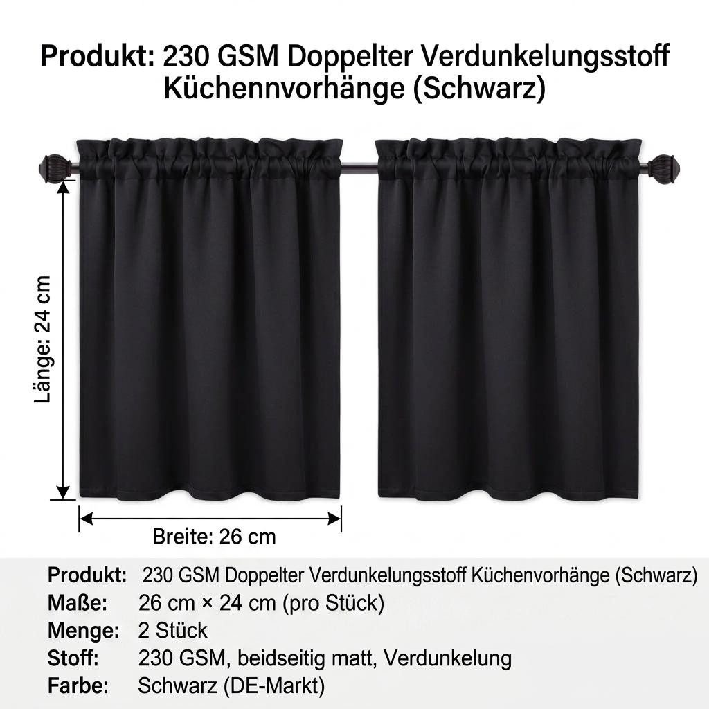 GarveeMore Verdunkelungsvorhang Blickdichte Verdunkelungs‑Valance aus 230GSM Mikrofaser, wärme (2 St), Waschmaschinenfest & farbbeständig für langjährige Nutzun – Bild 2 von 5