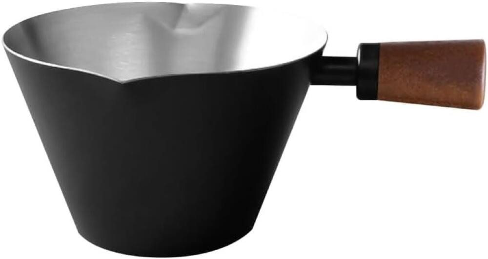 FELIXLEO Messbecher Messbecher Edelstahl mit Doppel-V-Ausguss Holzgriff und Skala., (1-St)