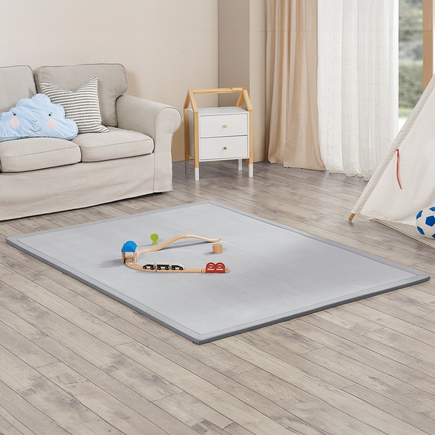 Juskys Puzzlematte Maila, Krabbeldecke, 200x150 cm, rutschfest, flauschiger günstig online kaufen