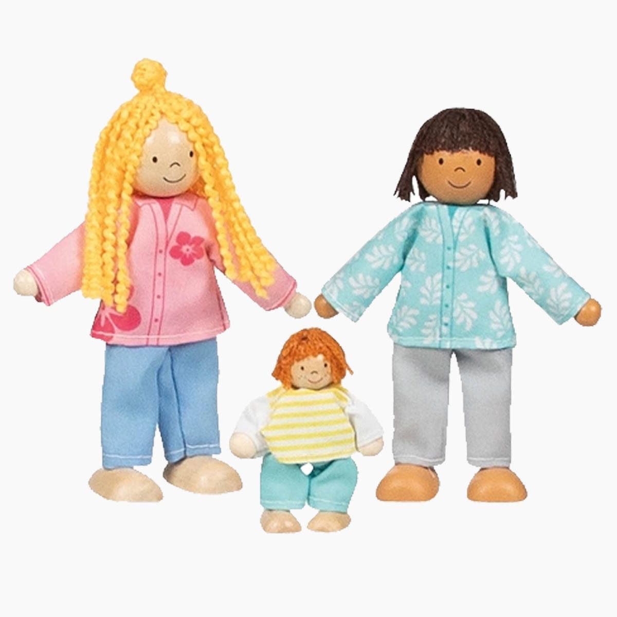 goki Biegepuppe Biegepuppen-Familie Mutter Vater Kind (Packung, 3-tlg., spar set), Sie können sowohl stehen als auch sitzen