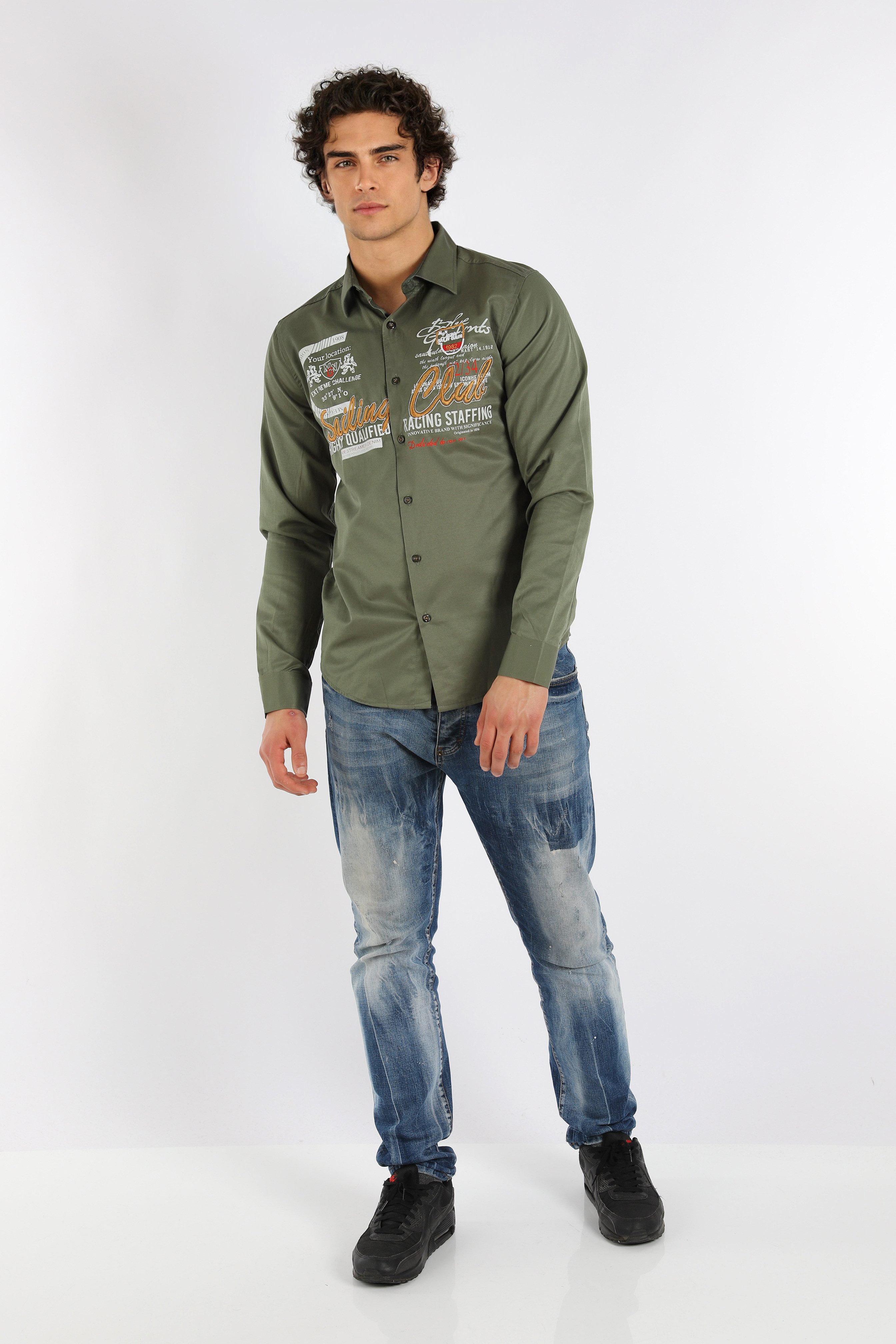 Megaman Jeans Langarmhemd Herren Langarmhemd Elegant und Sportlich Premium
