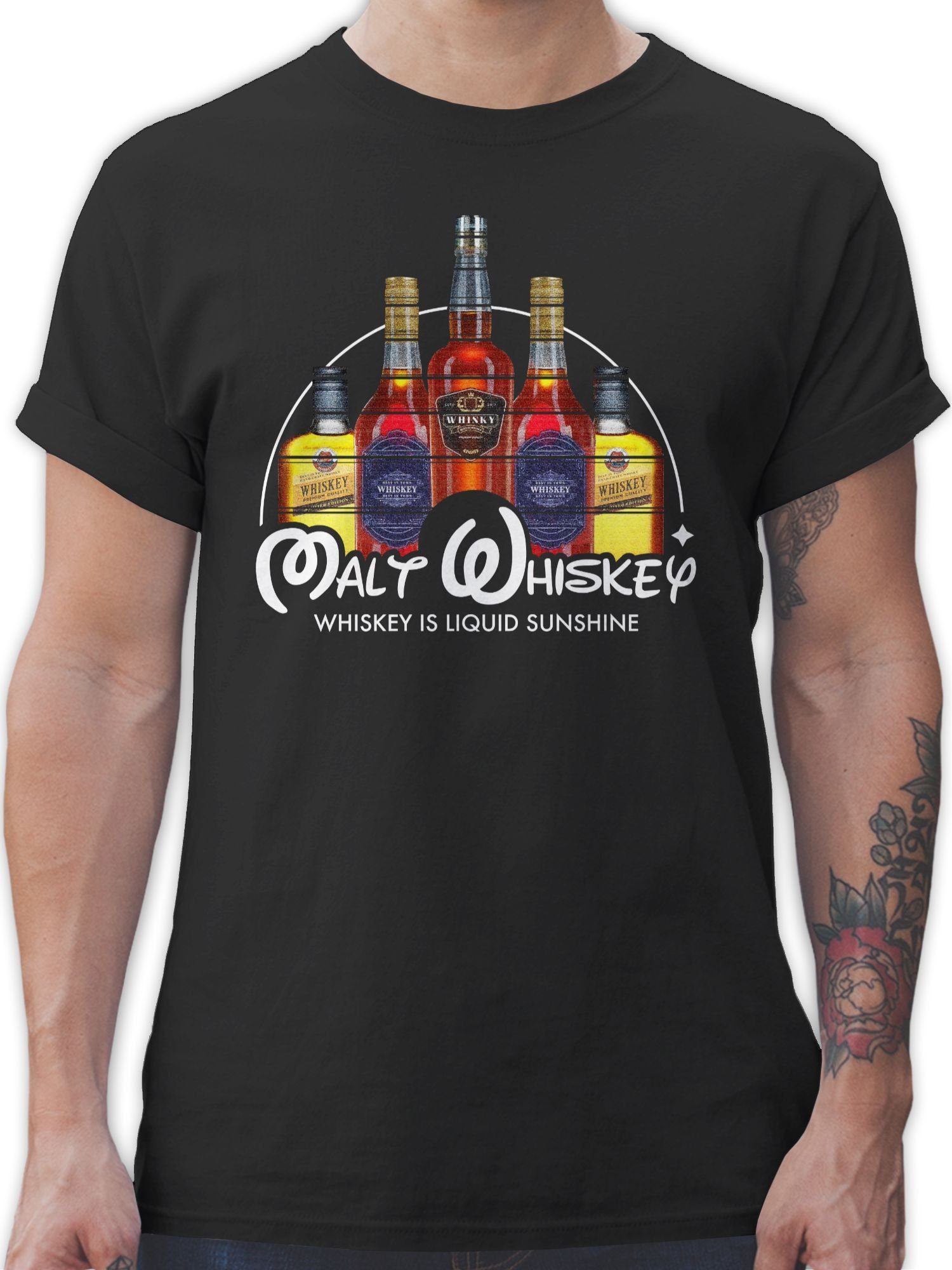 Shirtracer T-Shirt Malt Whiskey Party & Alkohol Herren 01 Schwarz