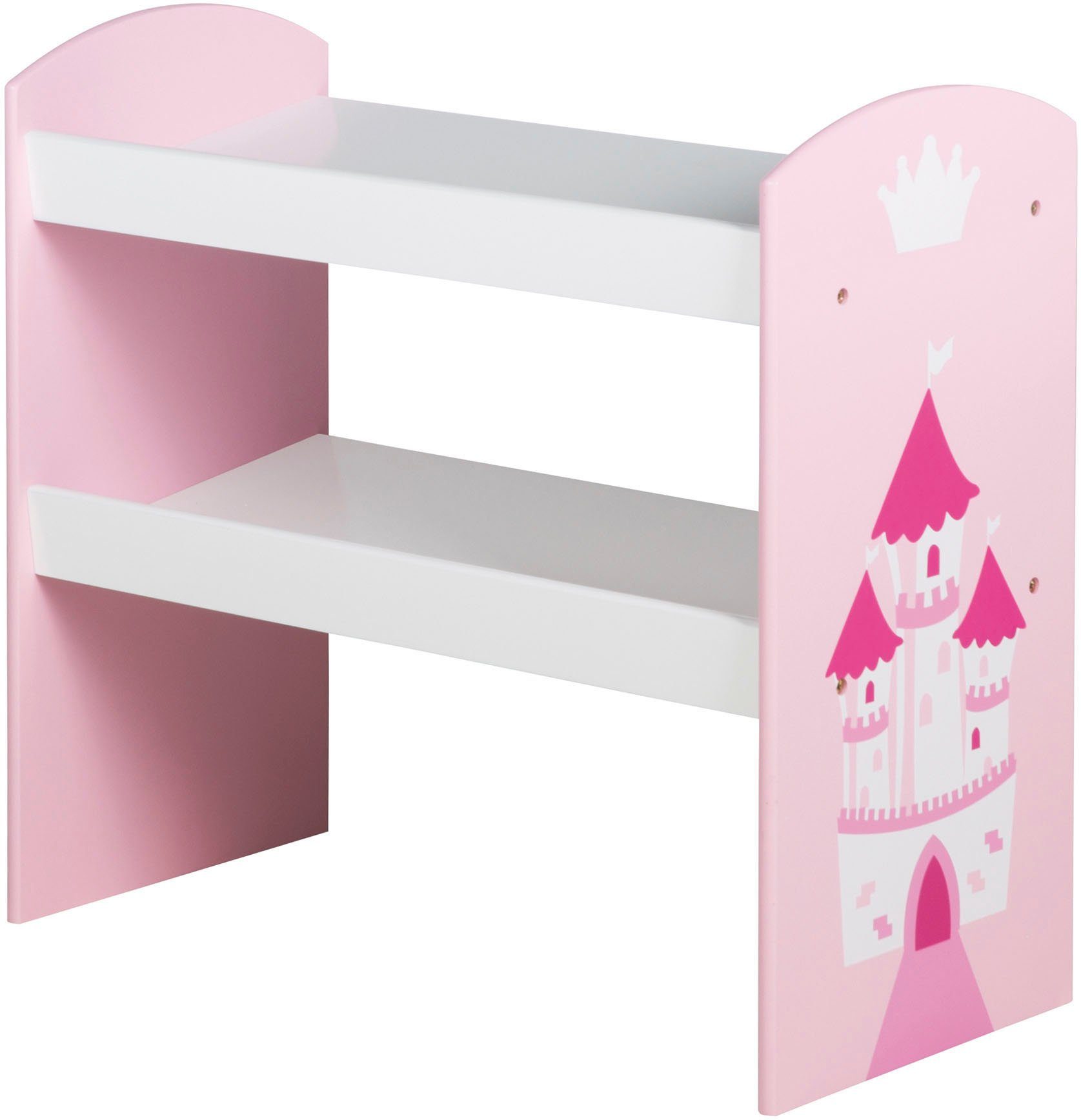 roba® Kinderregal Krone, rosa/pink, inklusive 5 Stoffboxen in 2 Größen | Standregale