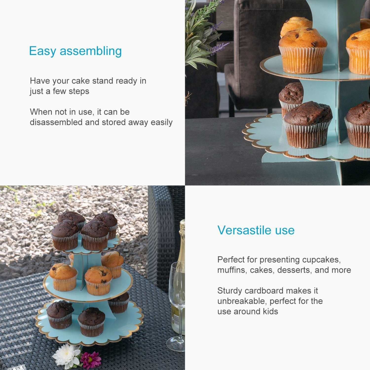 Intirilife Etagere, Pappe, Tortenständer aus Pappe, Muffinständer Cupcake Ständer Etagere