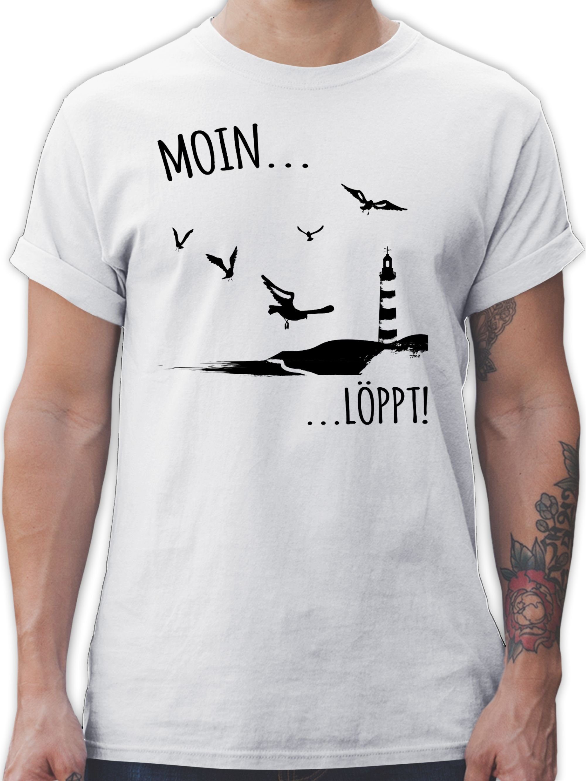 Shirtracer T-Shirt Moin...Löppt! - schwarz Sprüche Statement 03 Weiß