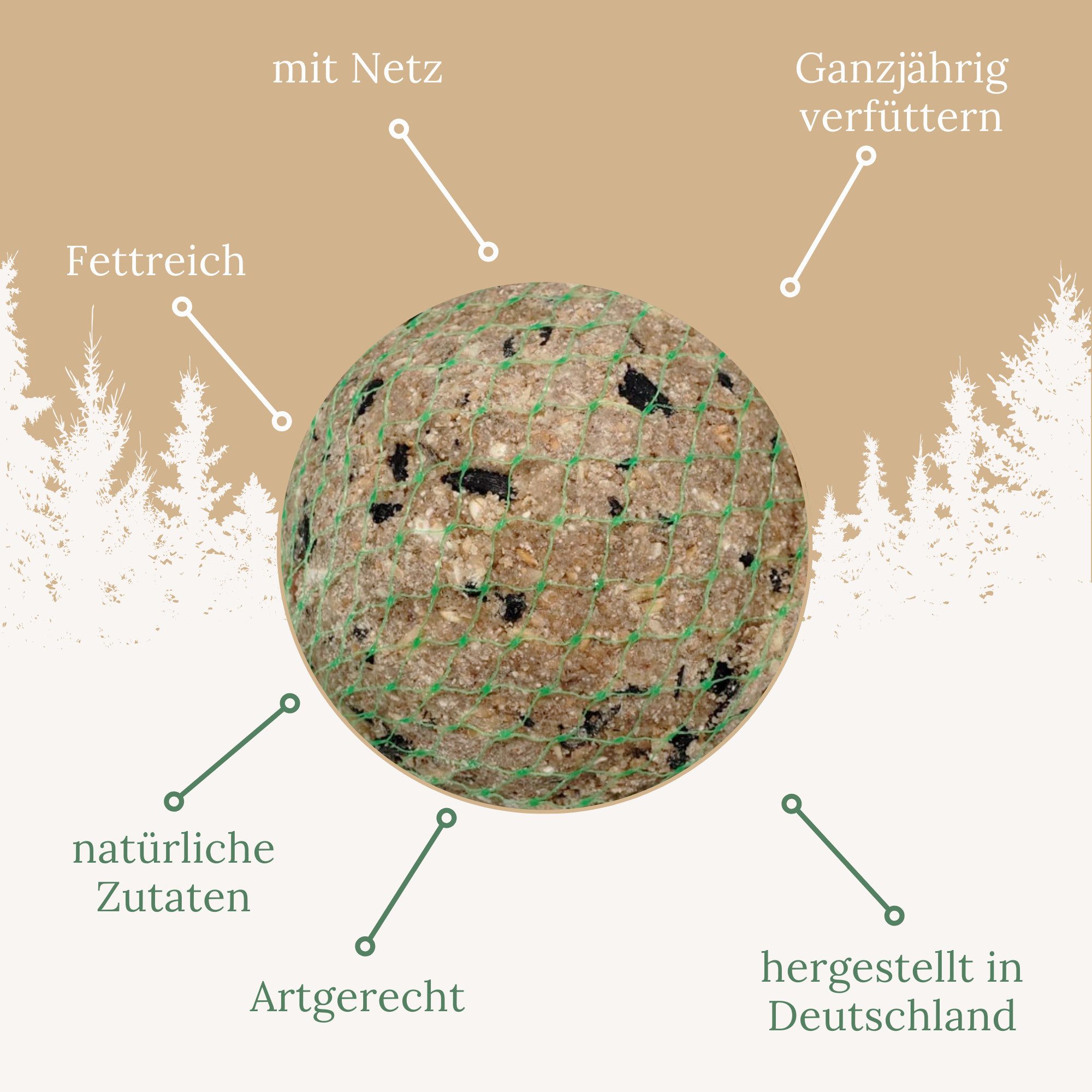 Orni 12 Stück Riesen Meisenknödel 500g - Energiereicher Ganzjahresknödel Sonnenblumenkerne, Hauptfutter für: Wildvogel