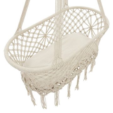 ML-DESIGN Kinderbett Hängekorb Hängewiege Wiegen Federwiege Kinderbett Gitterbett, Beige zum Aufhängen Liegekissen Boho Style Geflochten Deckenhalterung