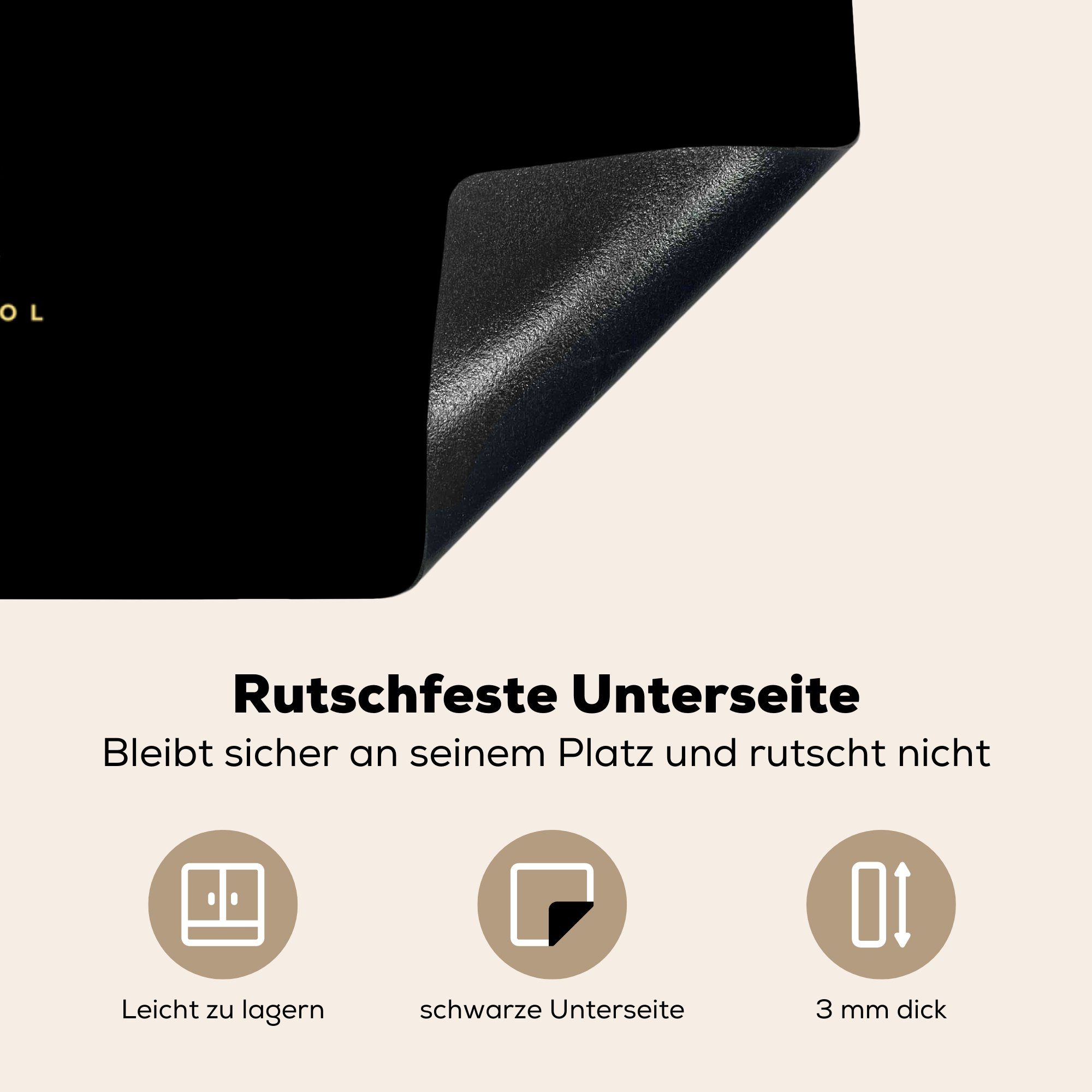 - Lüttich, Gold Karte Arbeitsplatte Herdblende-/Abdeckplatte 78x78 Karte cm, Ceranfeldabdeckung, tlg), (1 Belgien MuchoWow - Stadtplan - Vinyl, für - - küche