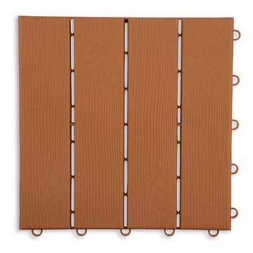 MAXXMEE Terrassenplatte Balkonfliesen - Gartenfliesen - 31x31cm, 31x31, Braun, 12er Set, Holz-Optik mit UV-Schutz braun