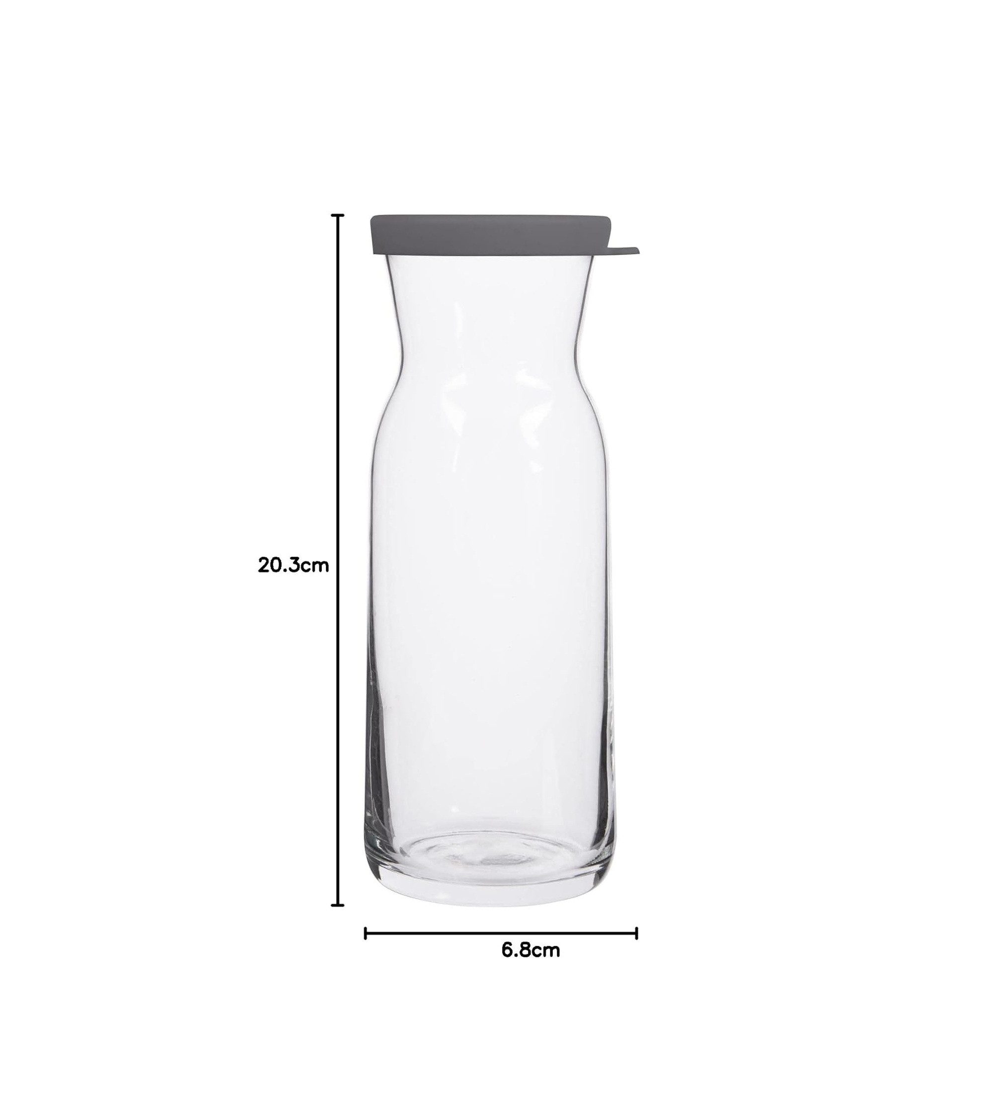 LAV Karaffe Fonte mit grauem Silikondeckel - 700 ml - aus hochwertigem Glas, (1-tlg), 700 ml
