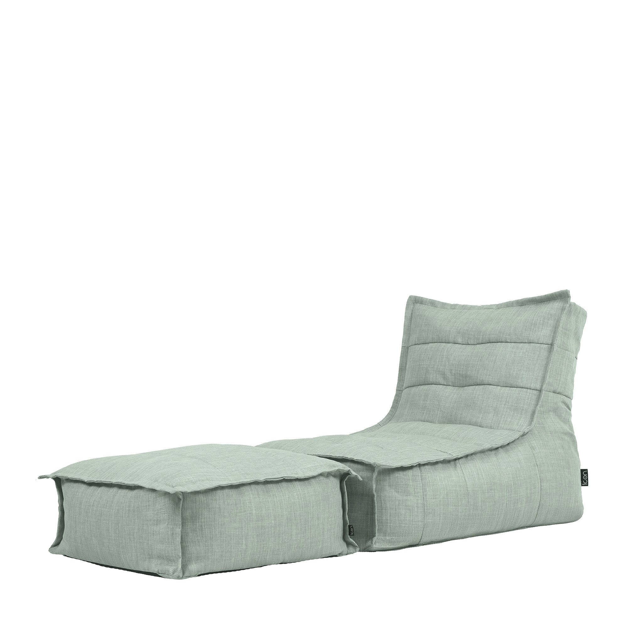 icon Sitzsack Outdoor mit Liege und Fußhocker „Dolce“ (Spar-Set, 1 x Sitzsack, 1 x Fußhocker), 75x75x96cm, Made in Germany, UV-beständig, wetterfest