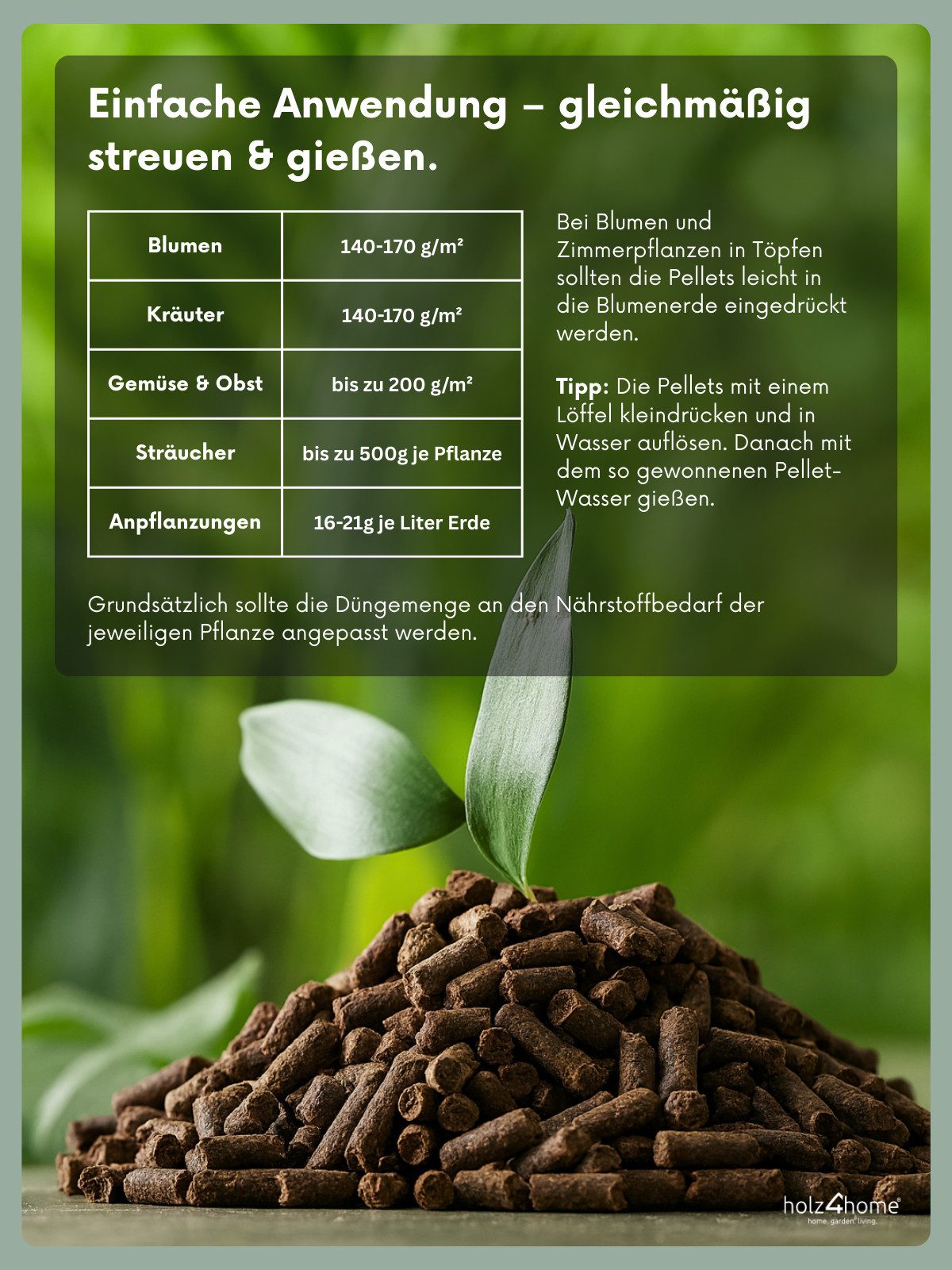holz4home® Universaldünger Naturdünger 4,2 kg I Langzeitdünger für Garten, Gemüse, Rasen, 4,2 kg organischer Dünger für Blumen – Bild 4 von 5