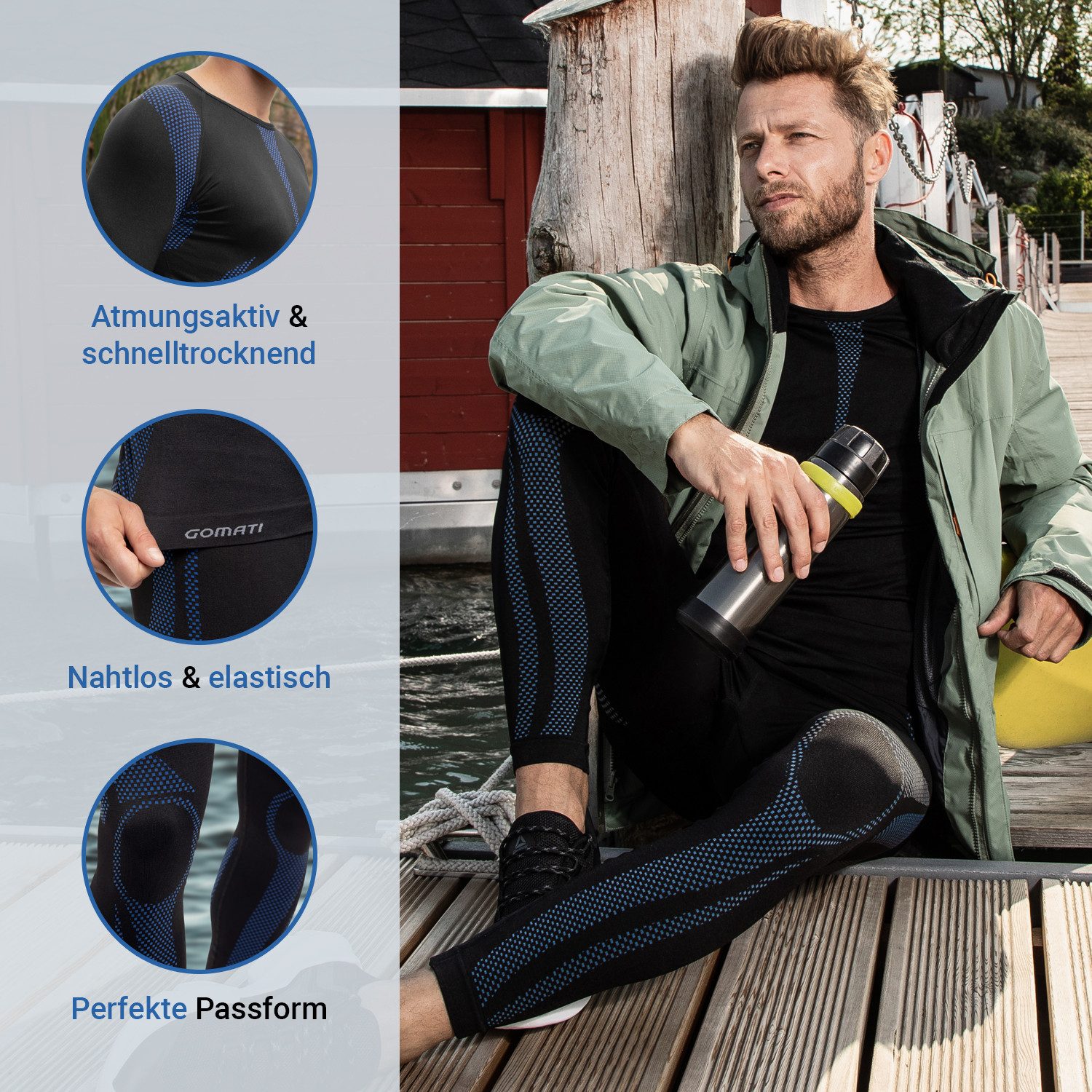 Gomati Thermohose Herren Ski Thermo Unterhosen Seamless schnelltrocknend günstig online kaufen