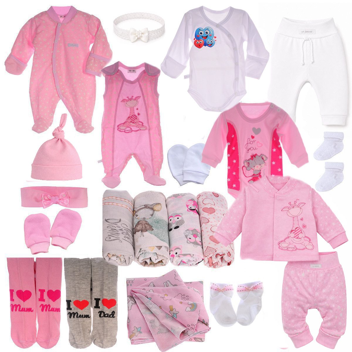 Erstausstattungspaket Baby Set 22 Teile Body Hose Strampler Strumpfhosen Shirt Socken