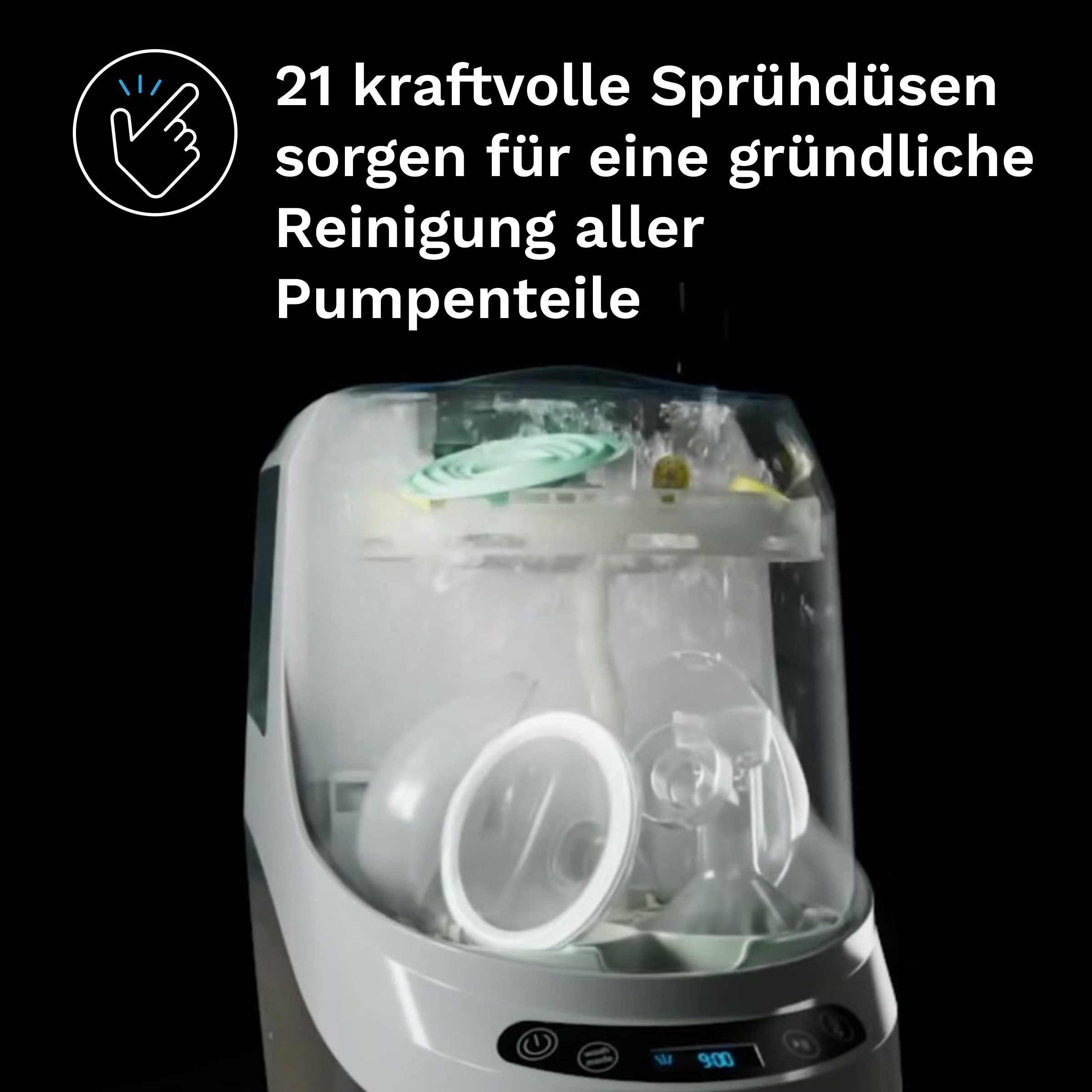Baby Brezza Dampfsterilisator Automatischer Flaschen- & Milchpumpenreiniger mit HEPA-Filter, Babyflaschenreiniger, Sterilisator und Trockner