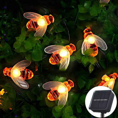 Alster Herz LED-Lichterkette Bienenlichterkette außen, 20 LED, warmweiß, wasserdicht, A++, E0539, verschiedene Leuchtmodi