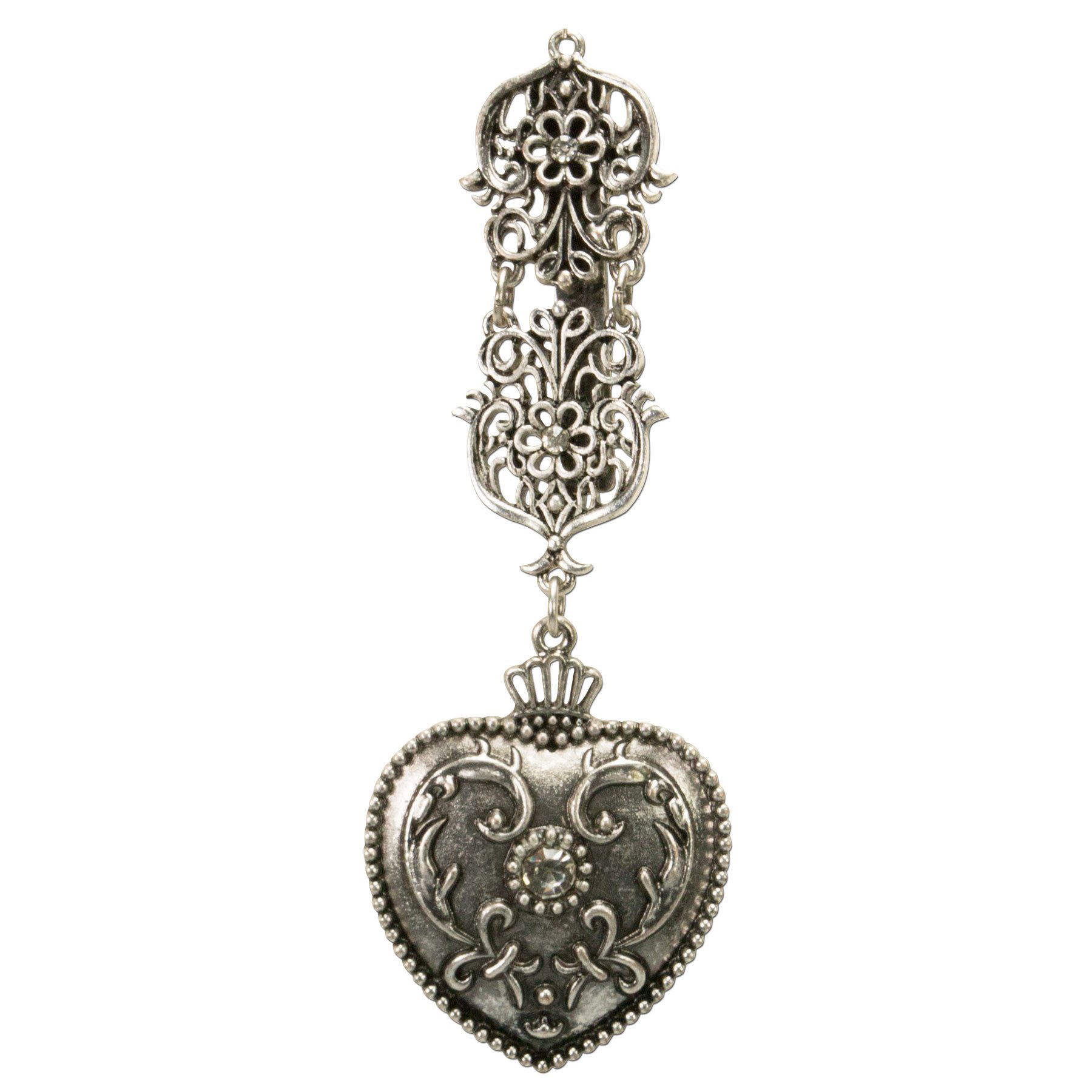 Alpenflüstern Kette mit Anhänger Dirndl-Schürzenstecker Herz (antik-silber-farben) – Bild 4 von 4