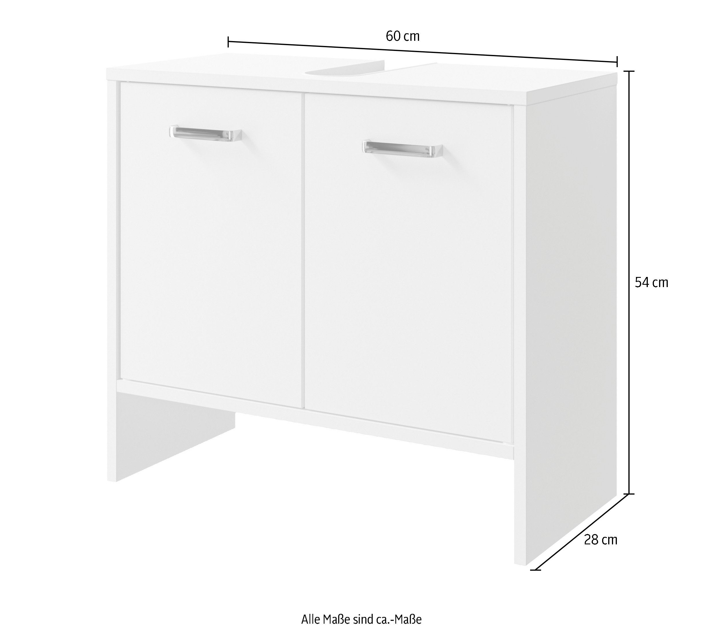 PELIPAL Waschbeckenunterschrank Quickset 300 Weiß breit | 60,6 Weiß cm