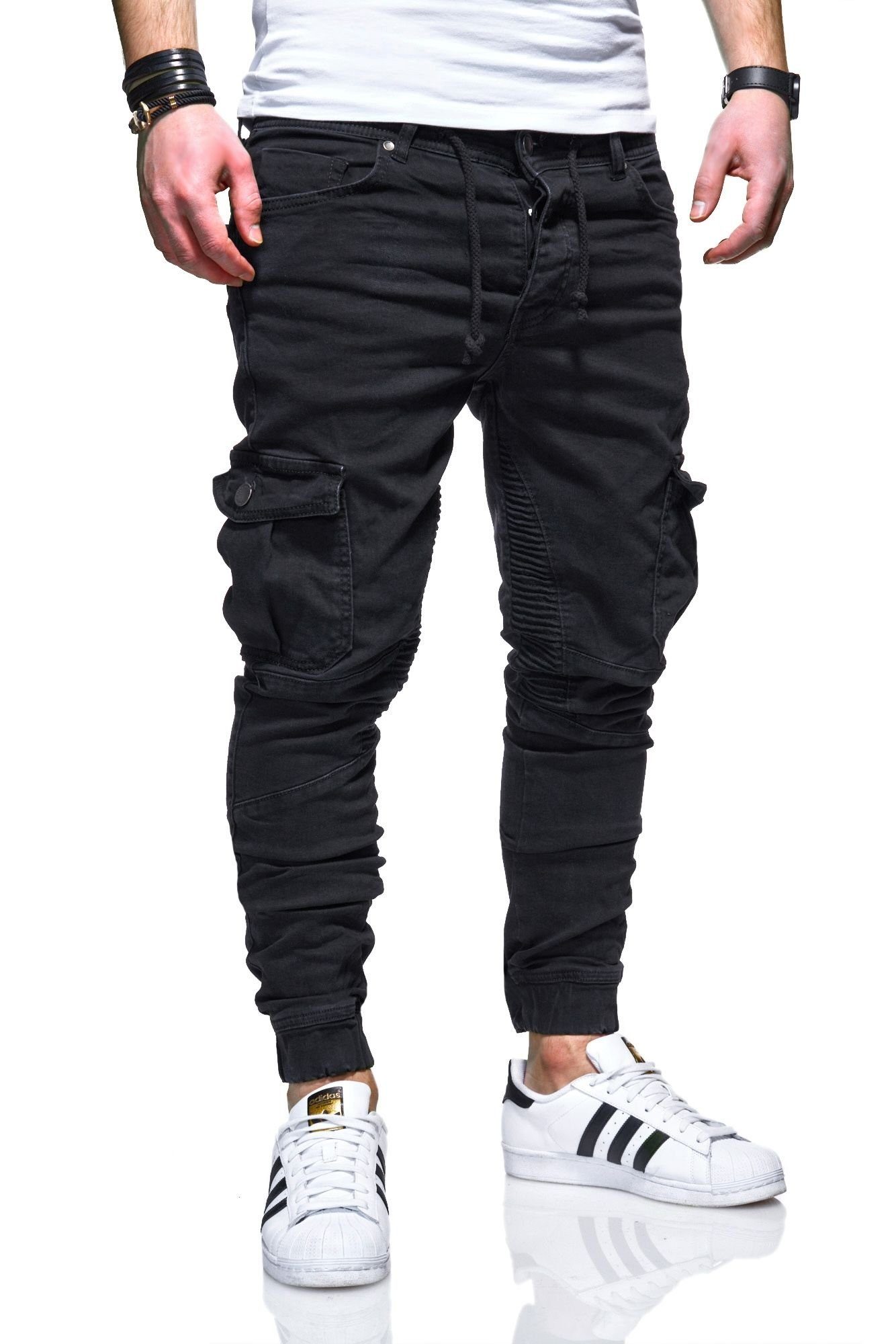 mit schwarz behype BILLY Taschen praktischen Slim-fit-Jeans