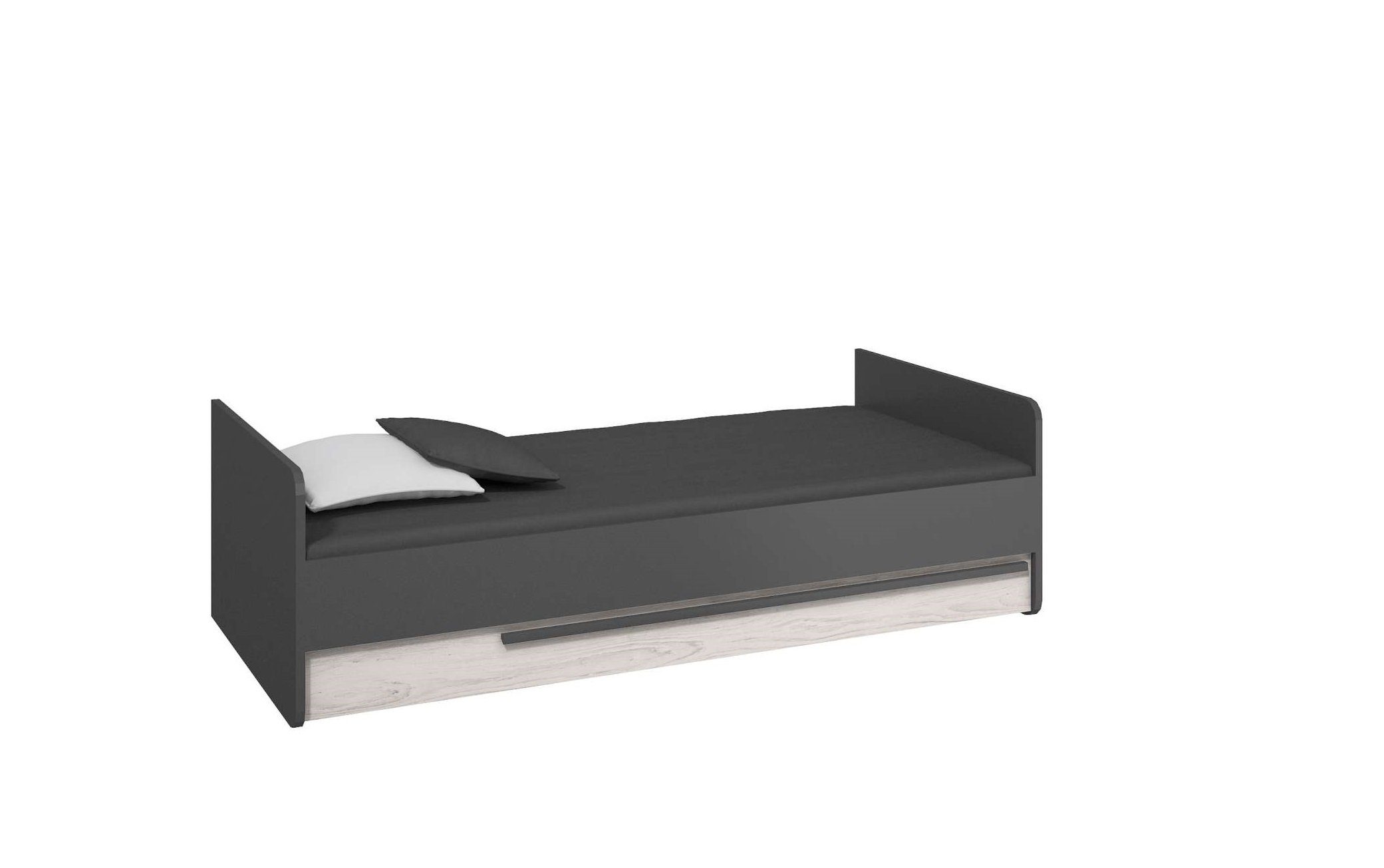 Stylefy Jugendbett Tenda Graphit Kiefer Andersen (Kinderbett, Jugendbett), 90x200 cm, mit Schublade, variabel stellbar, aus Holzwerkstoff, Modern Design